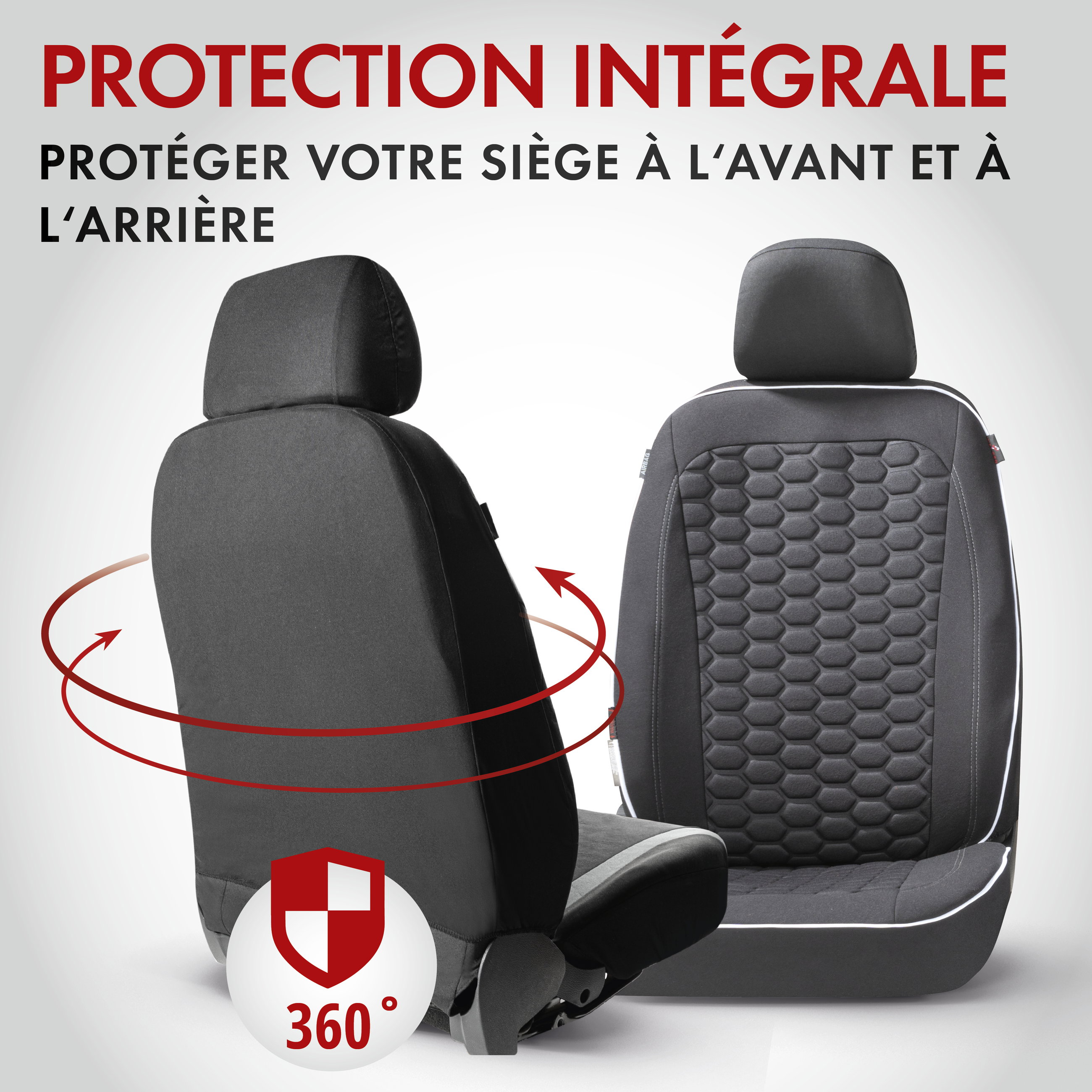 ZIPP IT Premium Housse de sièges Kendal pour deux sièges avant avec système de fermeture éclair noir/blanc