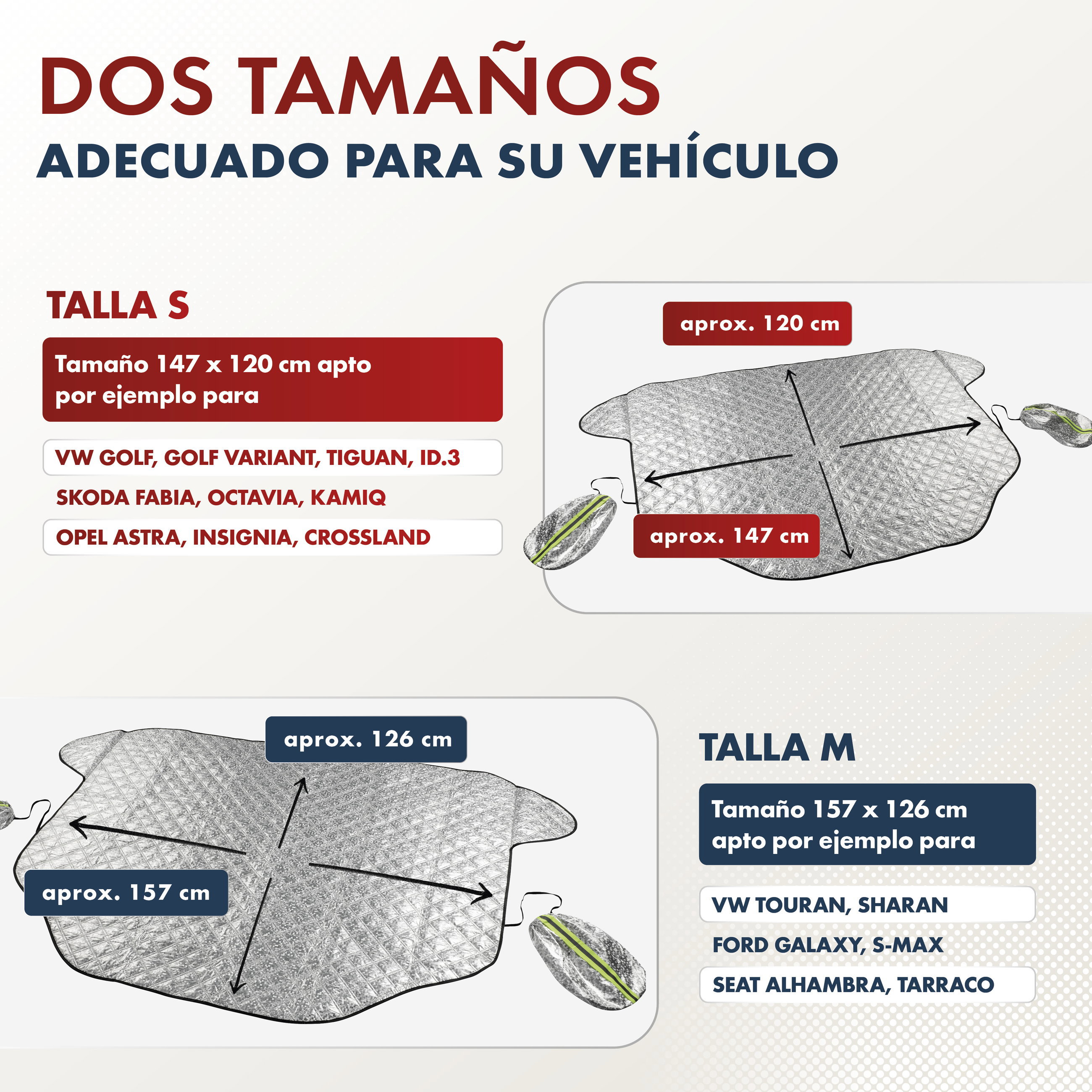 Premium protector térmico de parabrisas con cubierta para retrovisores laterales, coche-cubierta para parabrisas 157x126 cm