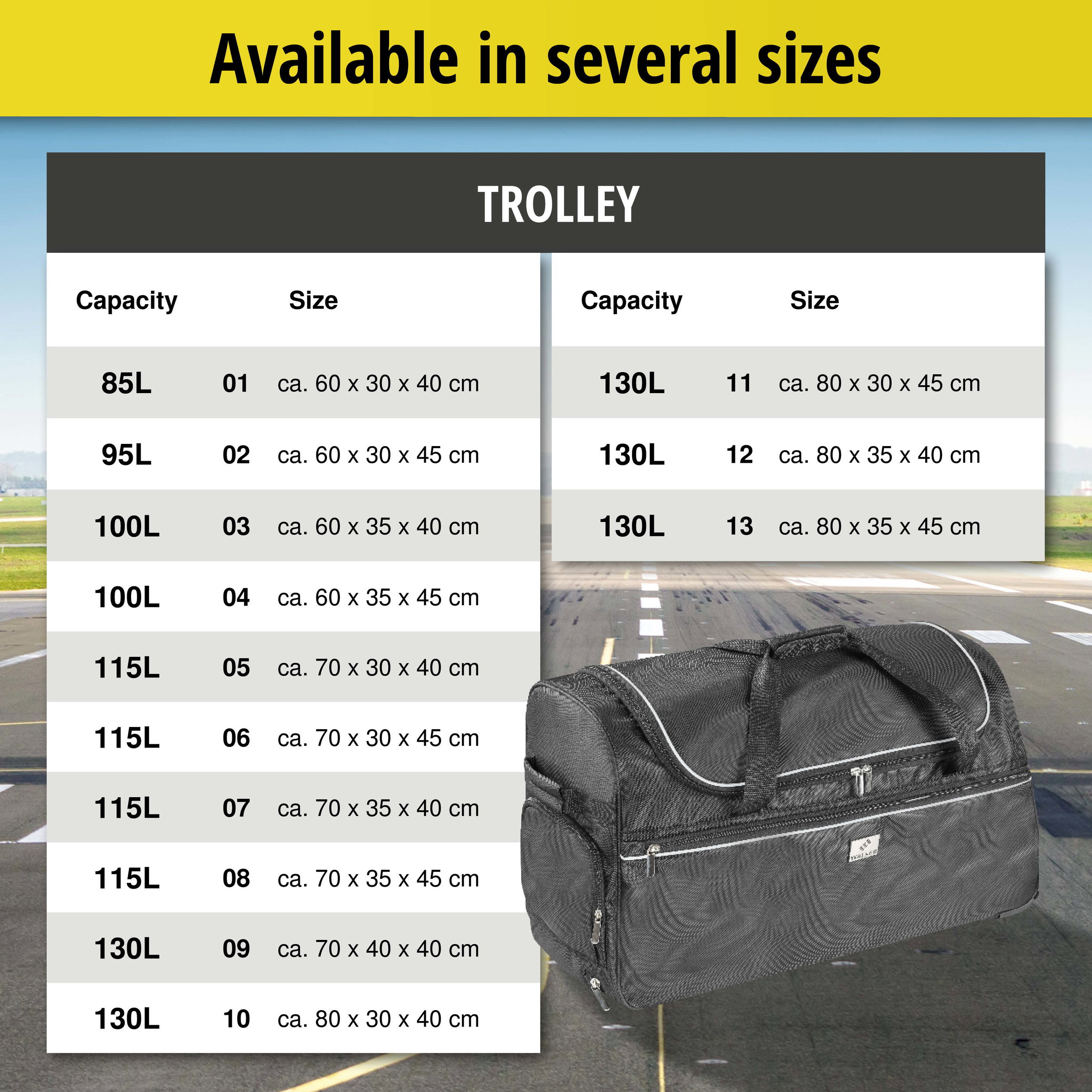 Borse per auto Trolley 85L - 60x30x40cm