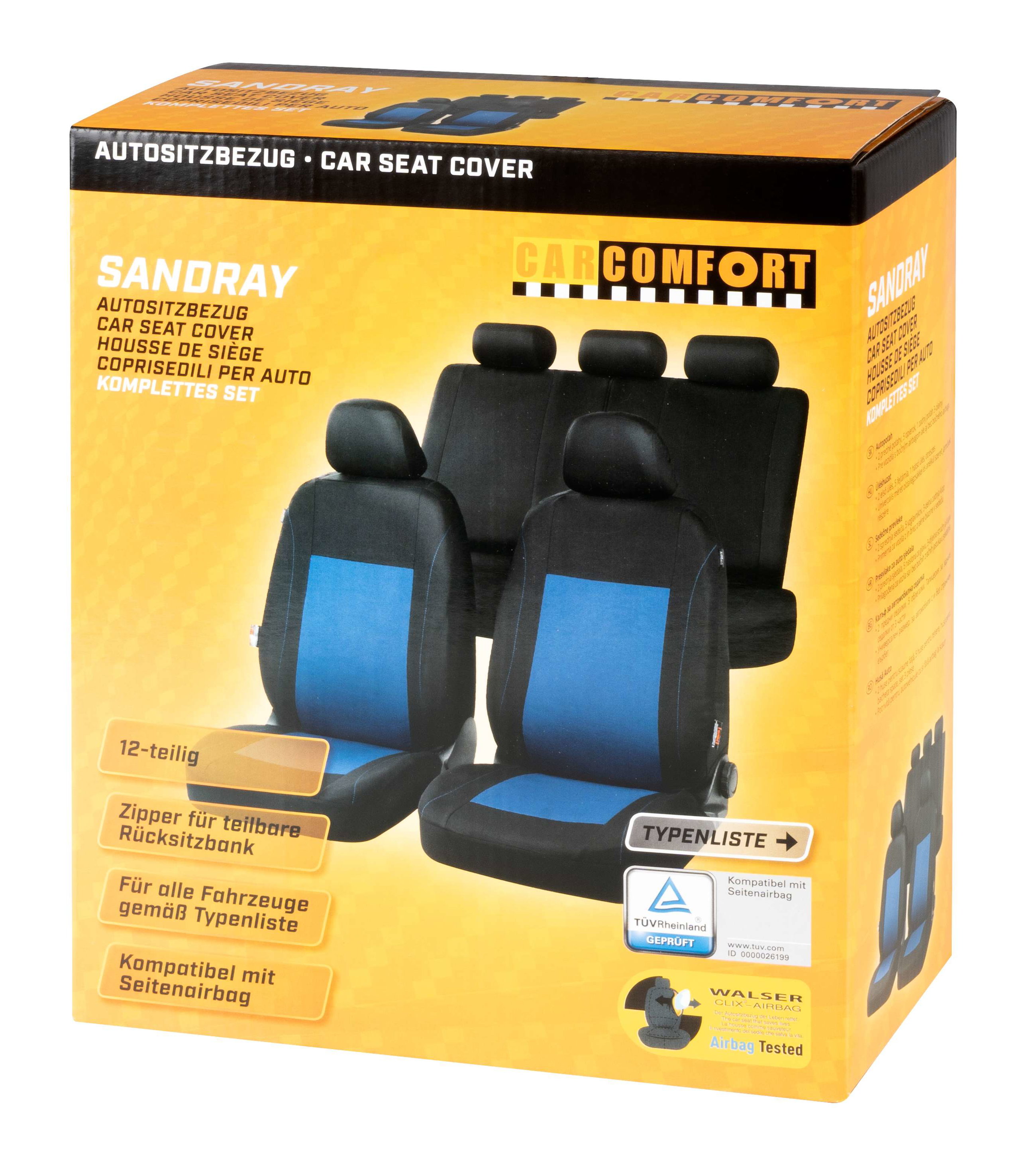 Autositzbezug Sandray, PKW-Schonbezüge Komplettset blau/schwarz
