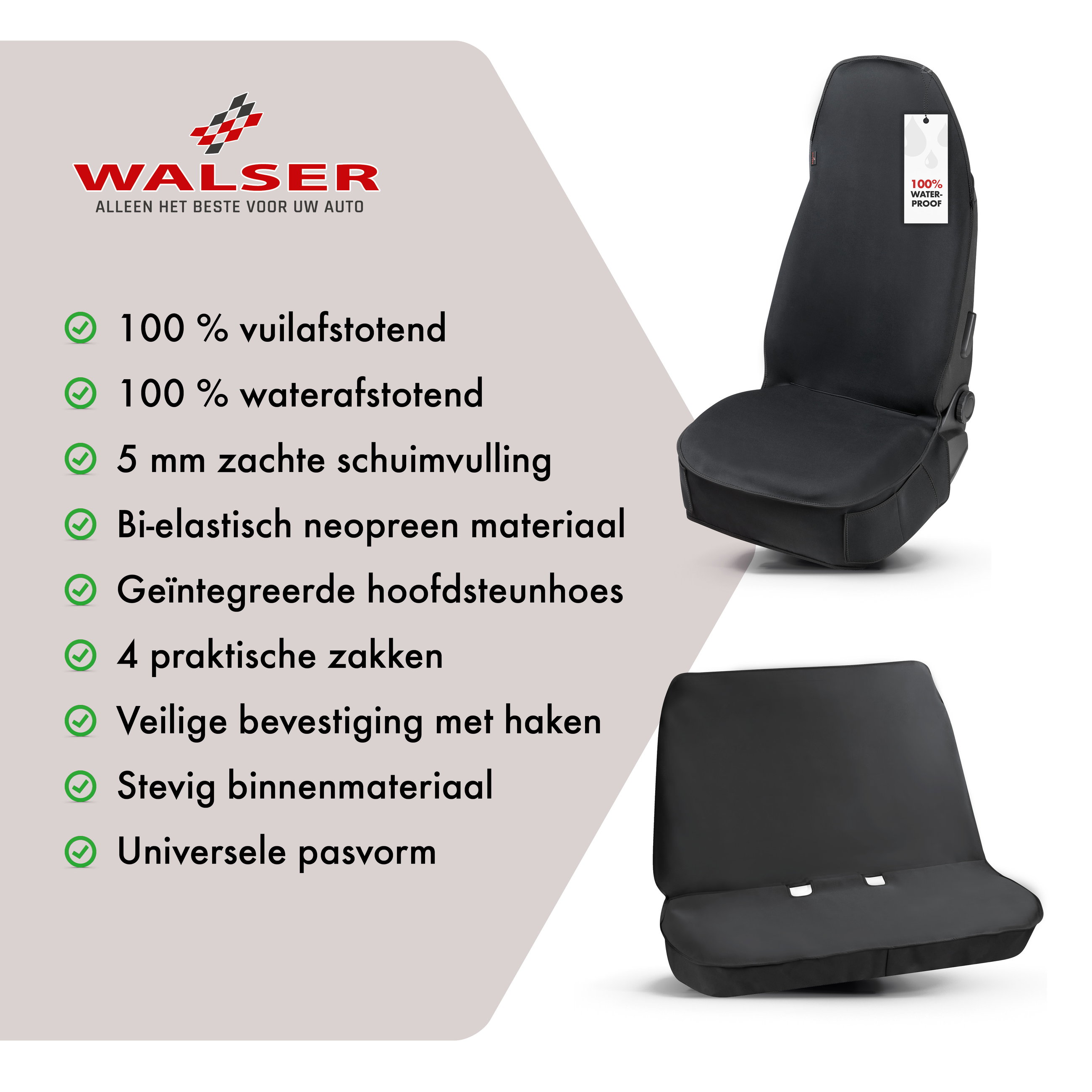 Autostoelhoes neopreen, autostoelbeschermer achterbank waterdicht, robuuste universele beschermhoes en beschermende onderlegger auto/vrachtwagen, 1 stuk