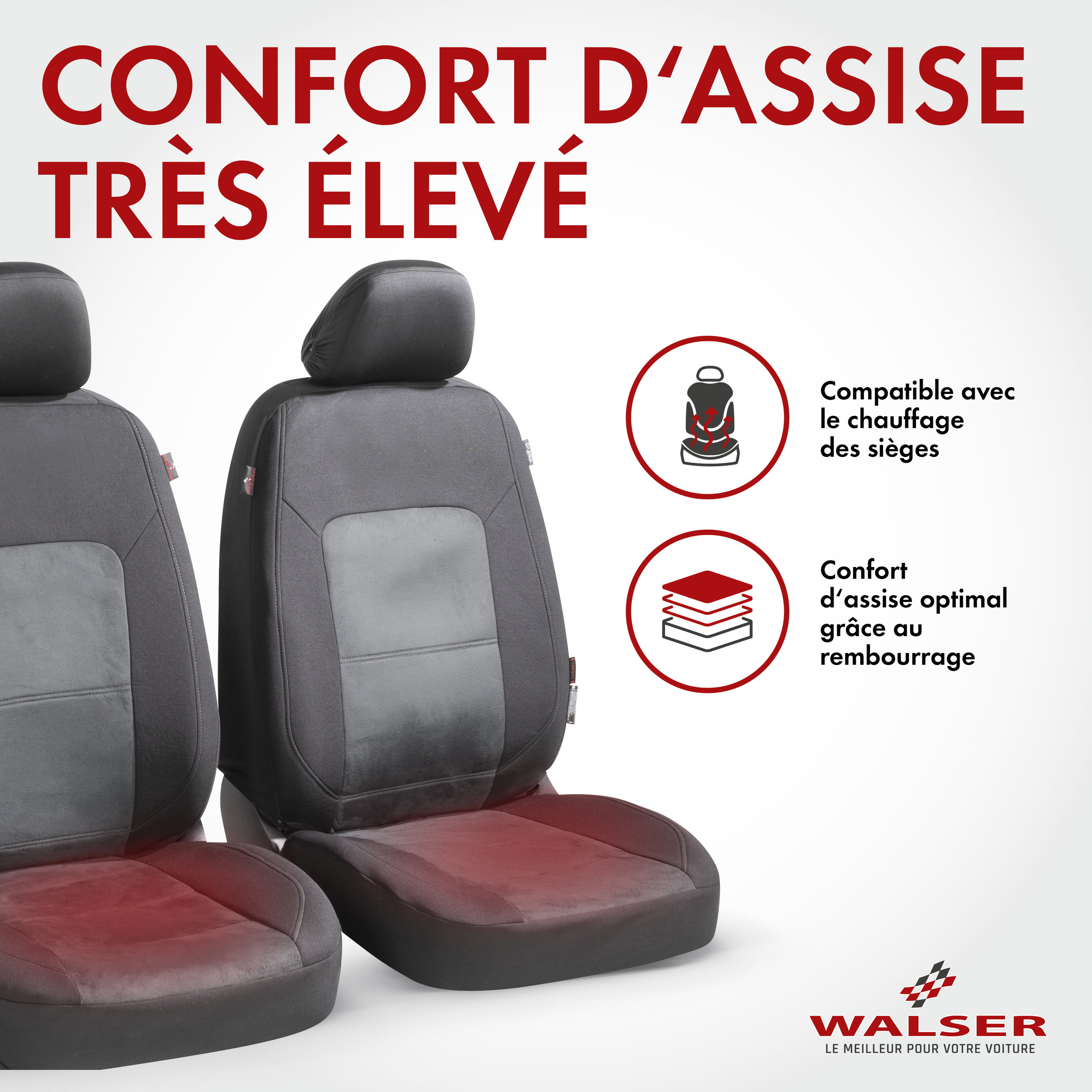 ZIPP IT Premium Housse de sièges Ellington pour deux sièges avant avec système de fermeture éclair noir/gris