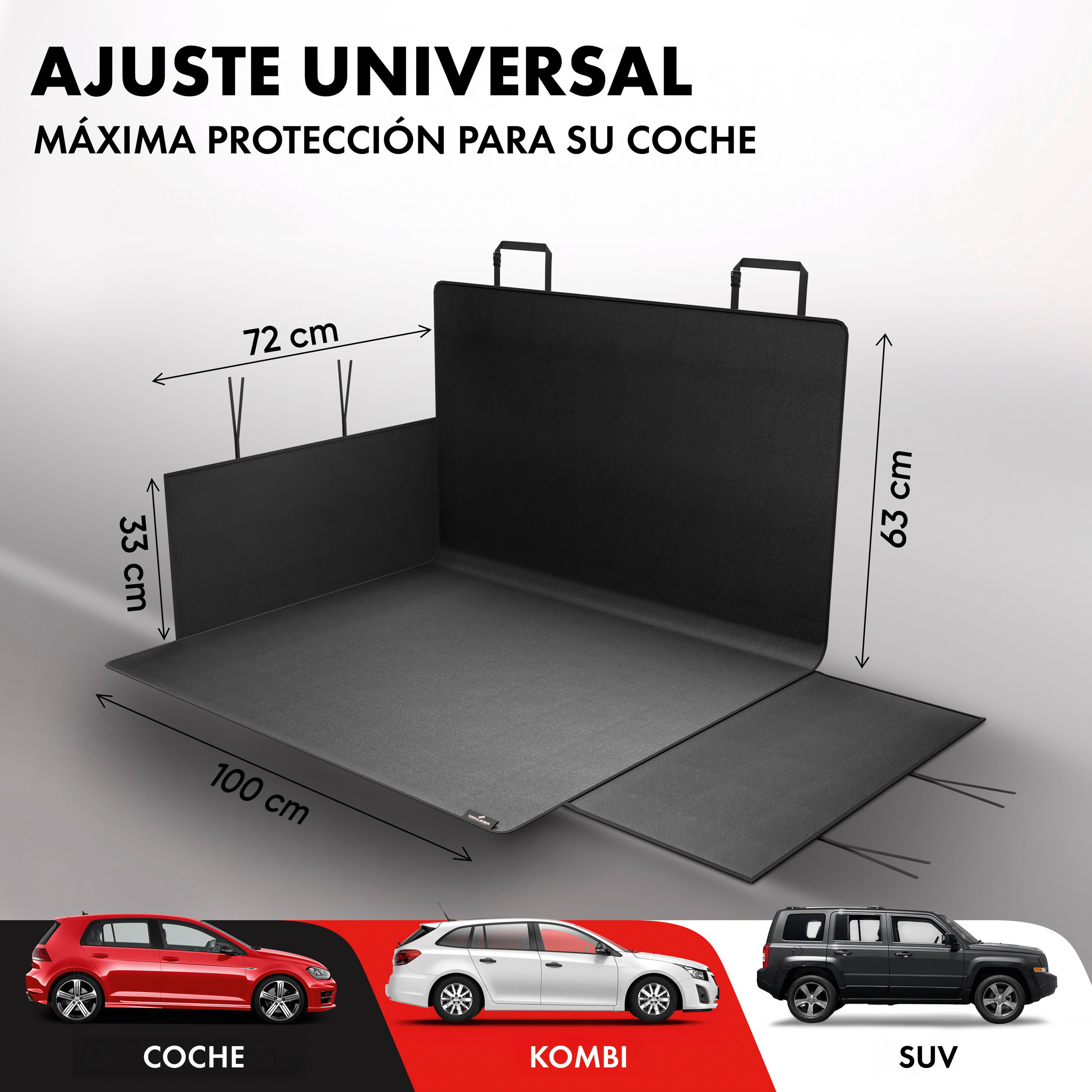 Manta para maletero Cäsar, manta para perros de coche, alfombrilla de maletero con protección lateral negro
