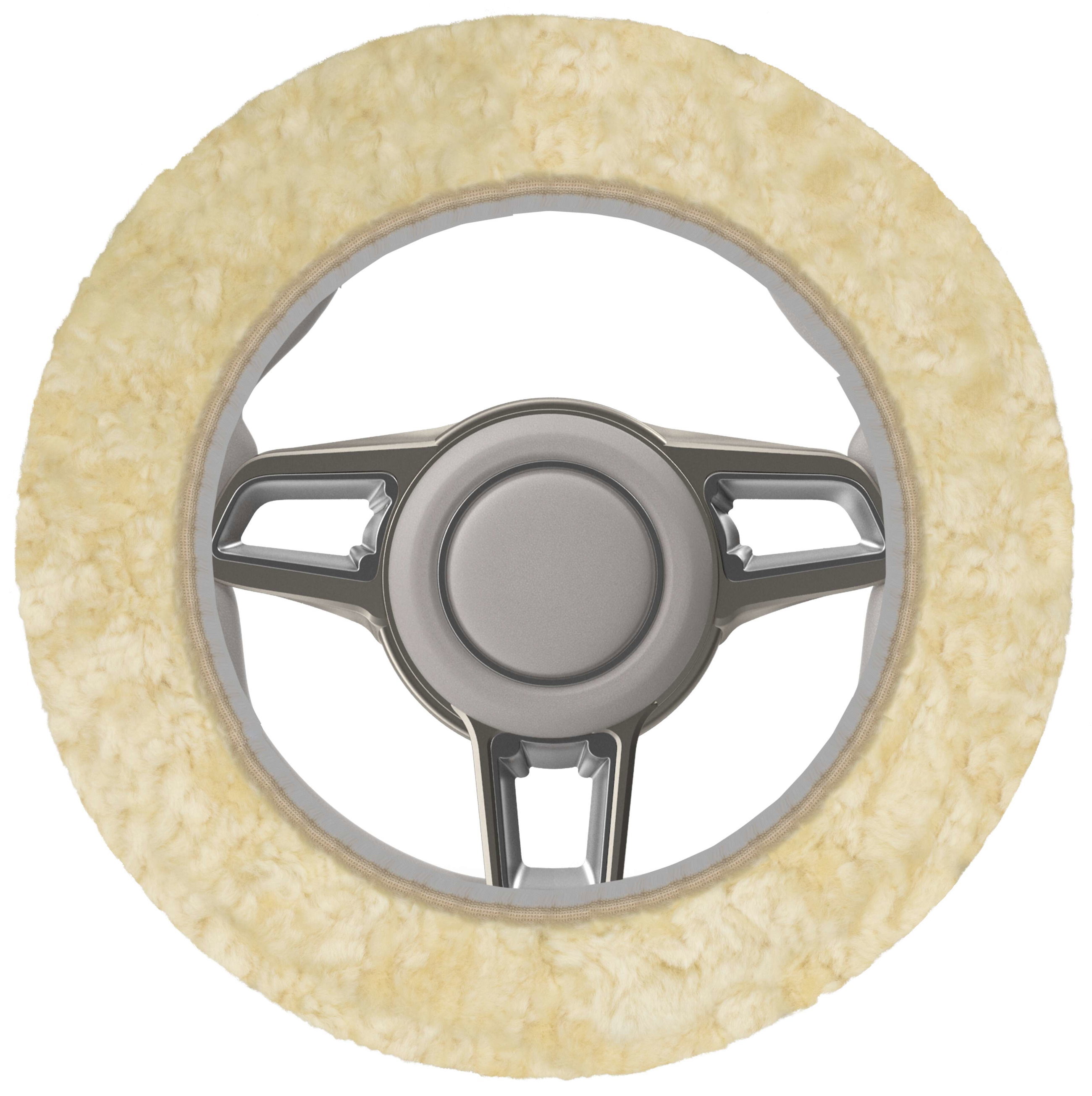 Coprivolante in pelle d'agnello beige