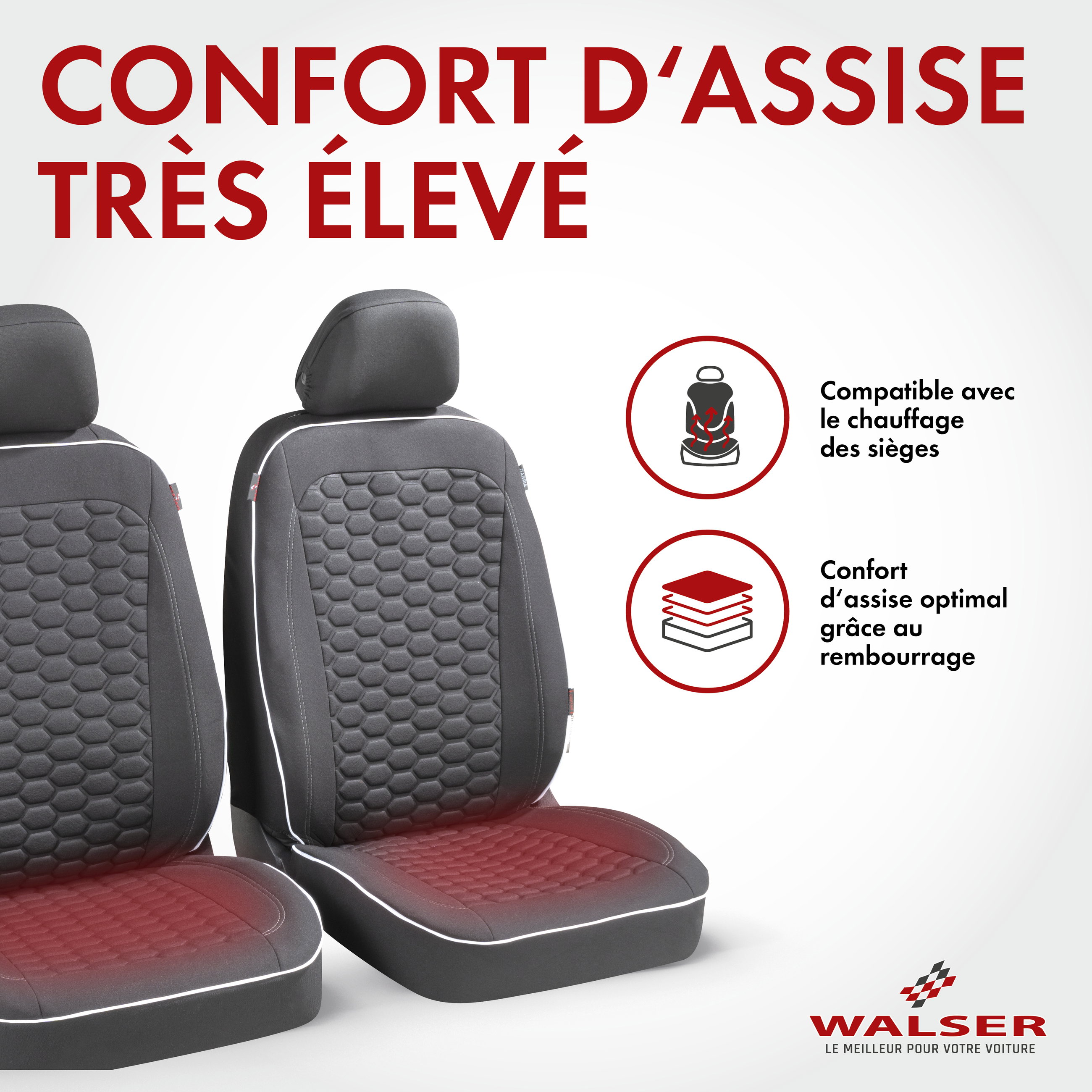 ZIPP IT Premium Housse de sièges Kendal pour deux sièges avant avec système de fermeture éclair noir/blanc