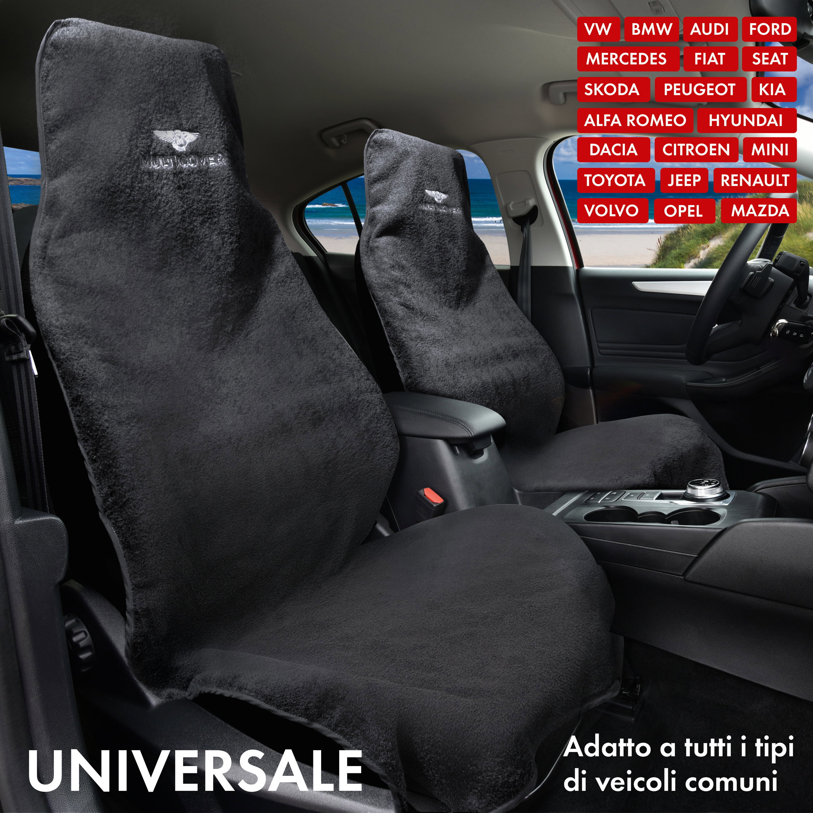 Coprisedili Multicover nero, 1 pezzo
