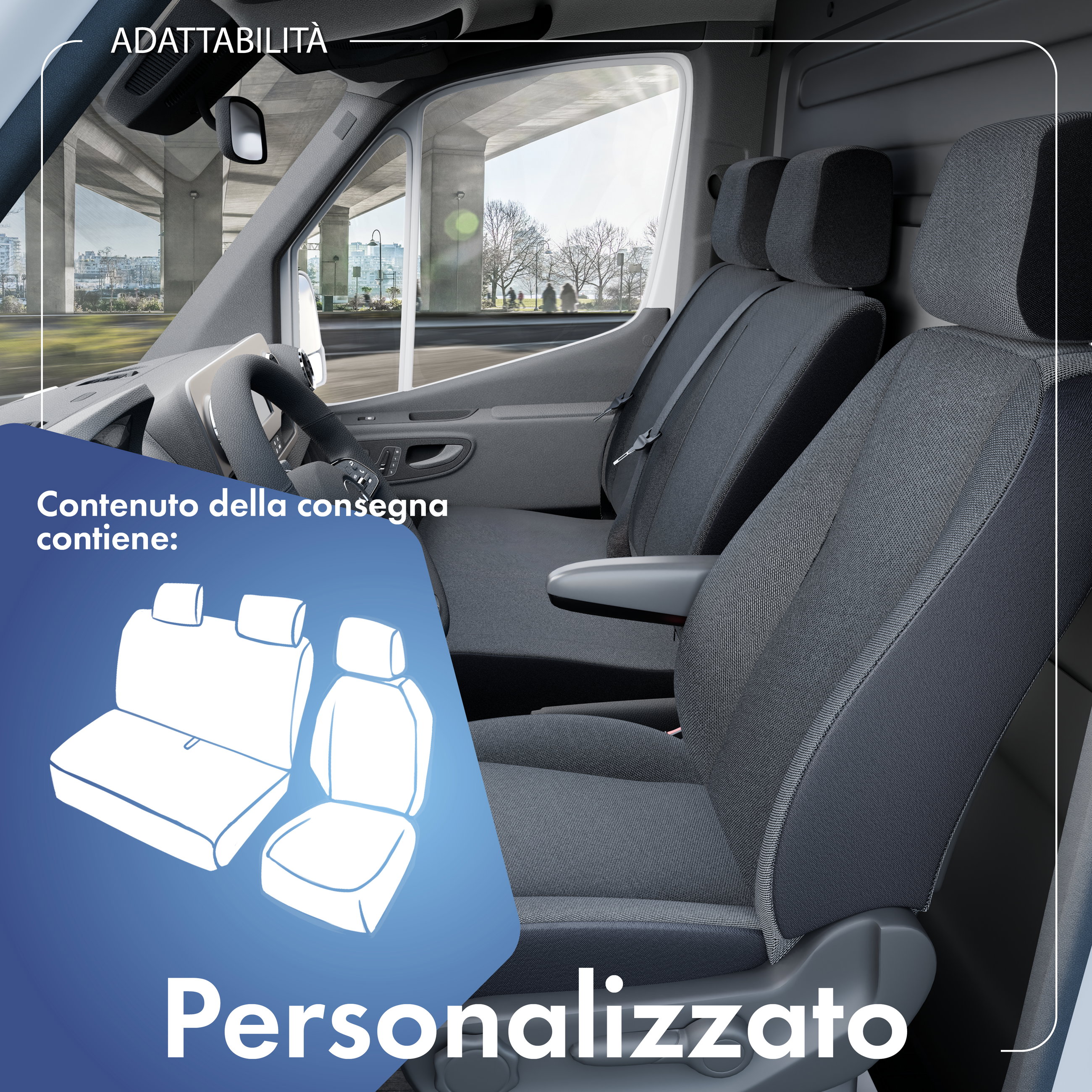 Transporter Coprisedili in tessuto per Mercedes Vito/Viano, sedile singolo e doppio