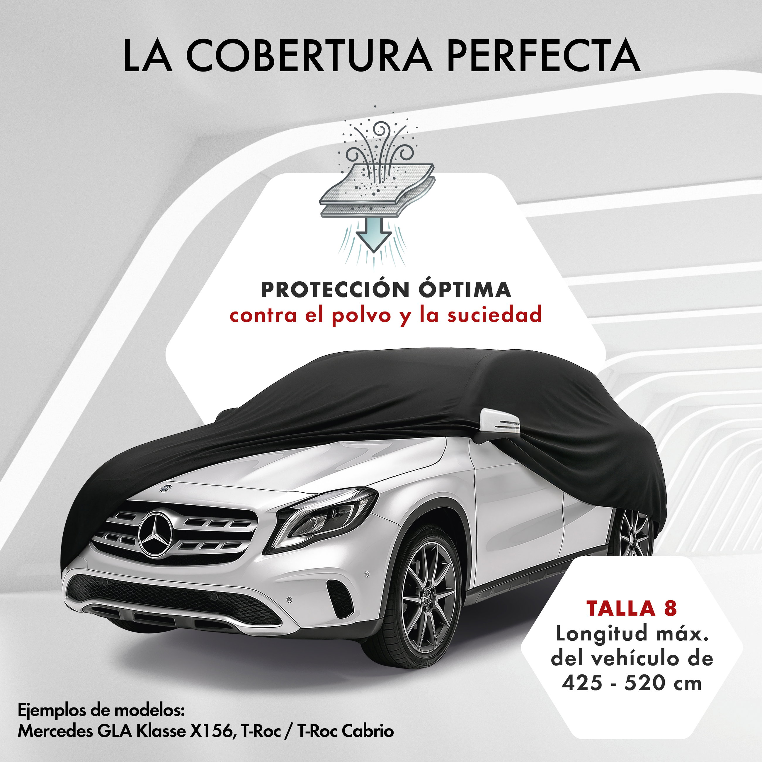 Funda de coche interior Stretch, cubierta protectora de coche talla 8 SUV/furgoneta negro