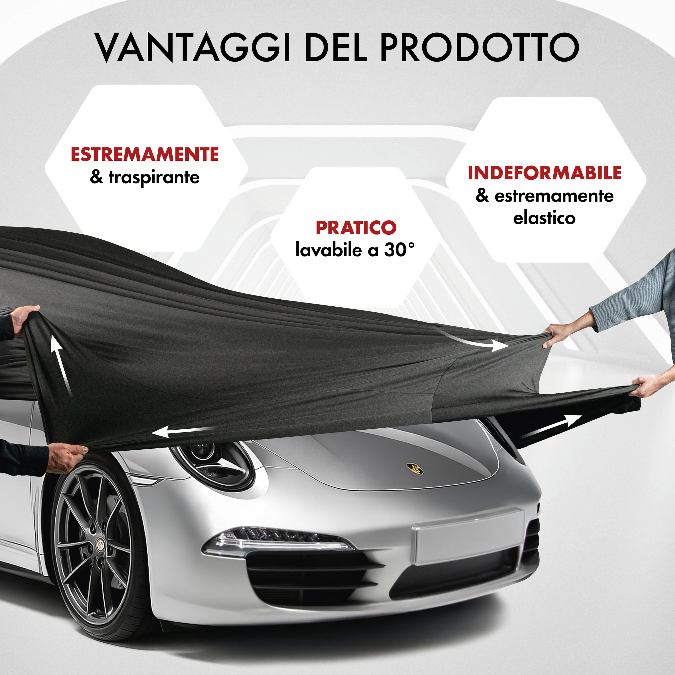 Telo Copriauto da interno Indoor Stretch, Copertura protettiva per uso interno Misura 2 Auto nero