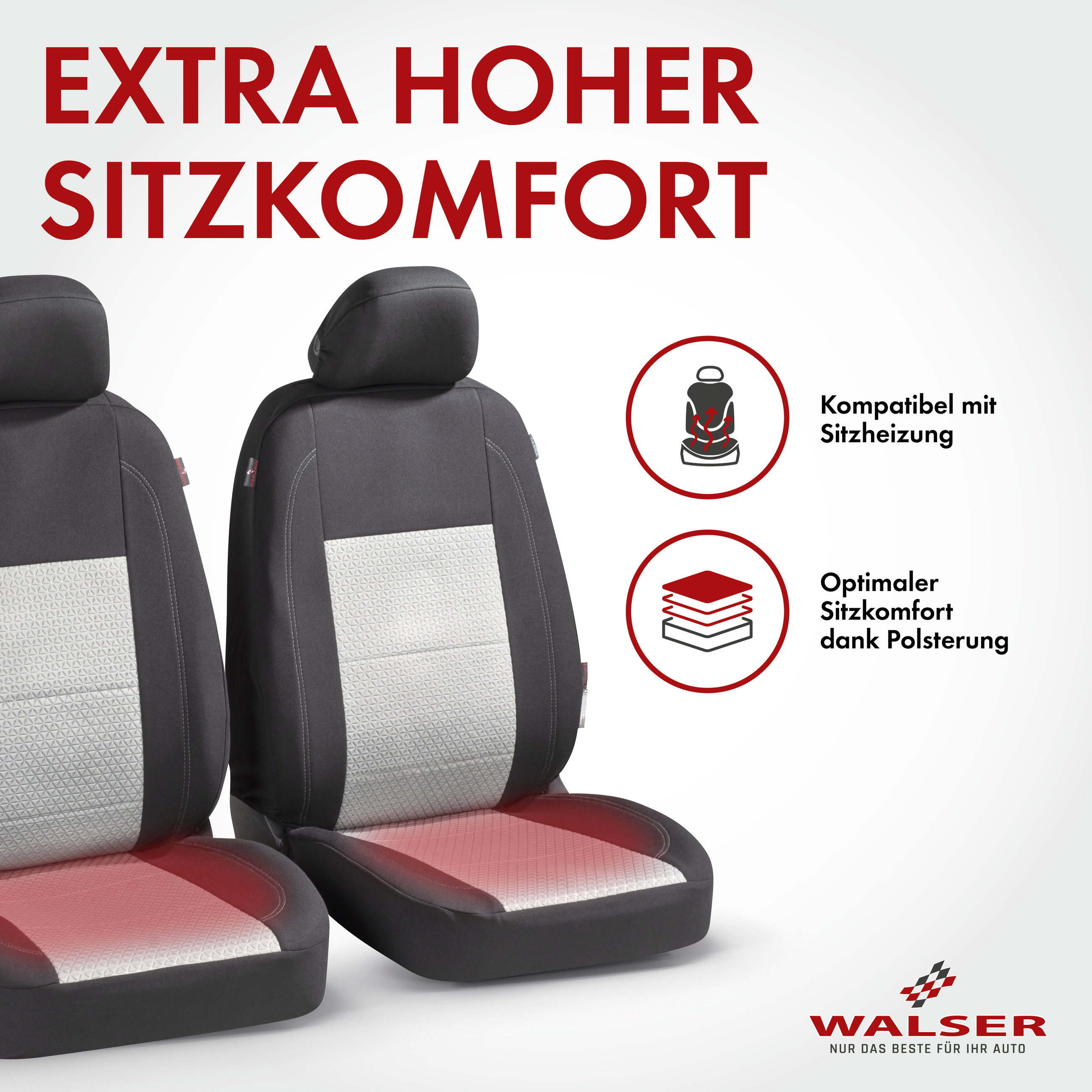Autositzbezug ZIPP-IT Premium Avignon, PKW-Schonbezüge für 2 Vordersitze mit Reißverschluss-System schwarz/silber