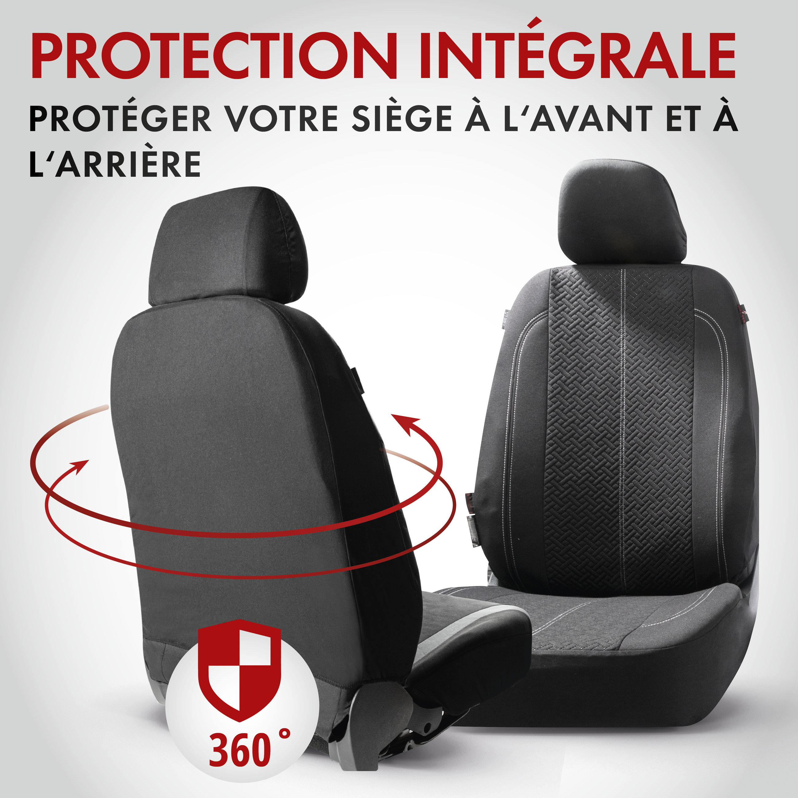 ZIPP IT Housse de sièges Tratto pour deux sièges avant avec système de fermeture éclair noir