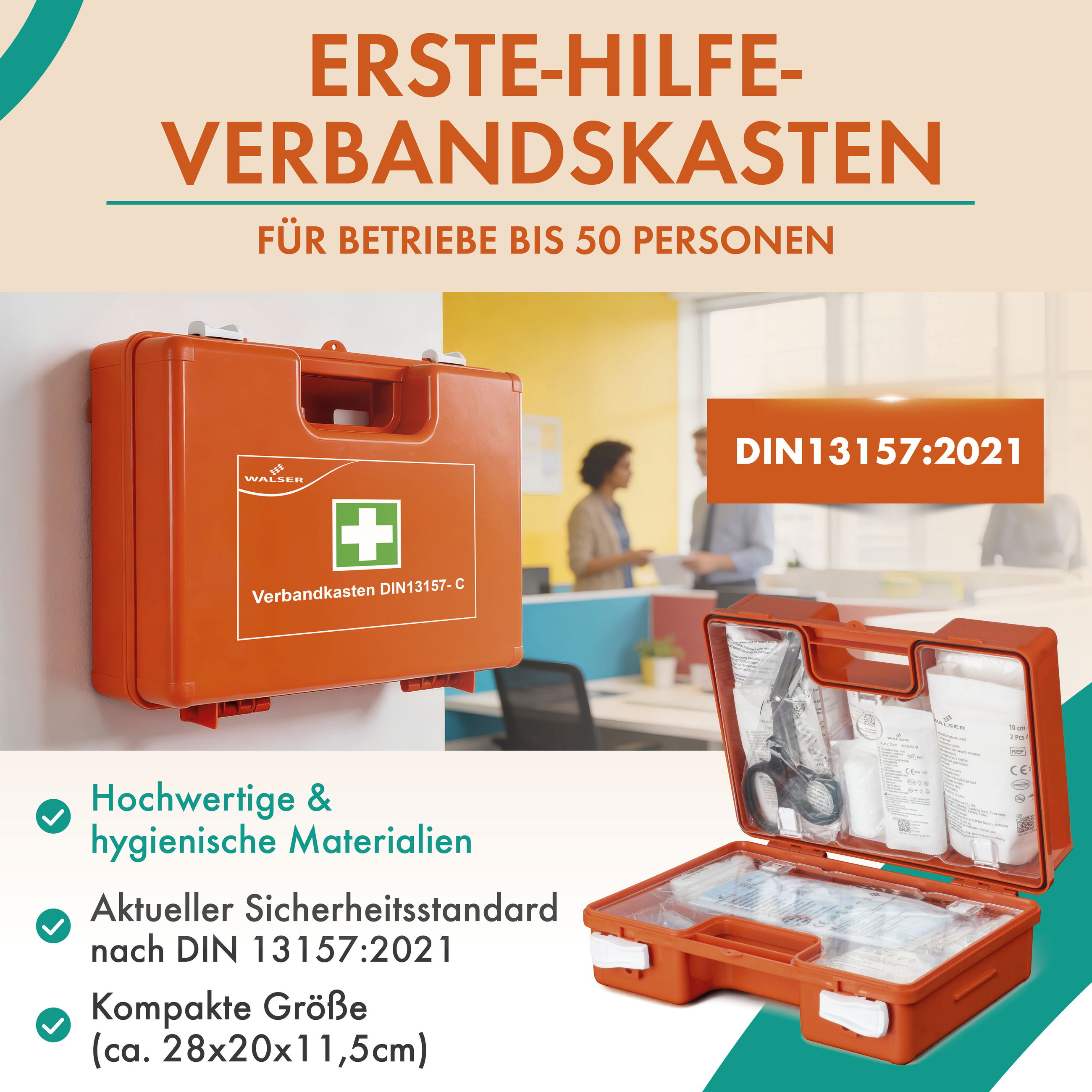 Kabinett, Mobiliar, Erste Hilfe, Kabinett, Mobiliar, Erste Hilfe, Erste-Hilfe-Box, Verbandskasten, DIN13157, Orange Box, Medizinischer Kit