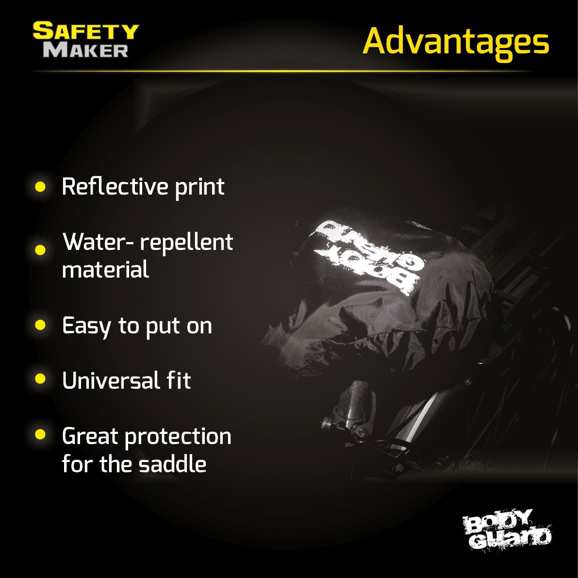 Safety Maker 44596 Fiets zadel bescherming waterdicht, zadelhoes, zadelhoes, fiets zadelhoes, zadel bescherming zwart reflecterend