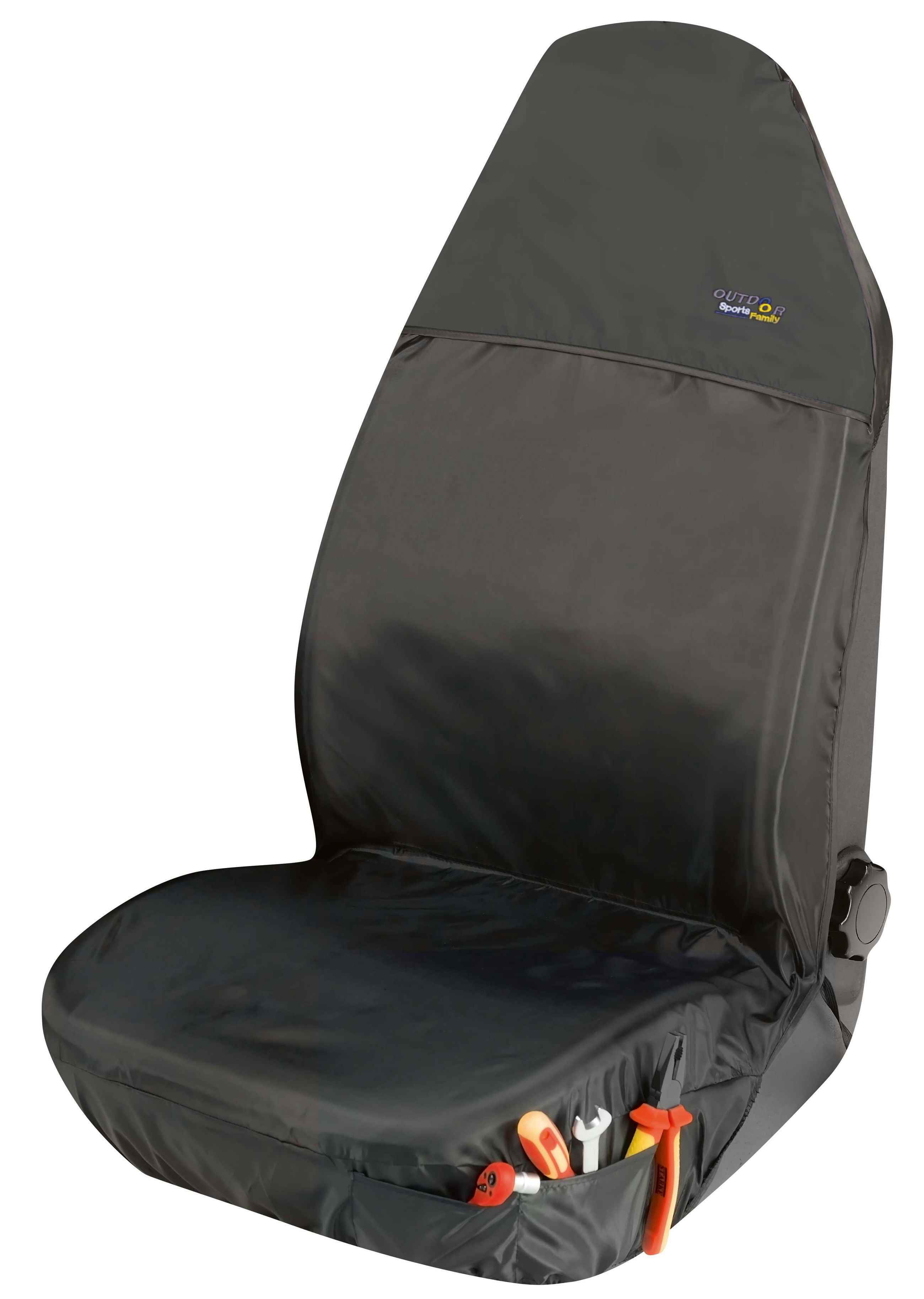 Auto-Sitzschoner Outdoor Sports, PKW-Schutzunterlage Vordersitz, Werkstatt-Schonbezug schwarz, 1 Stück