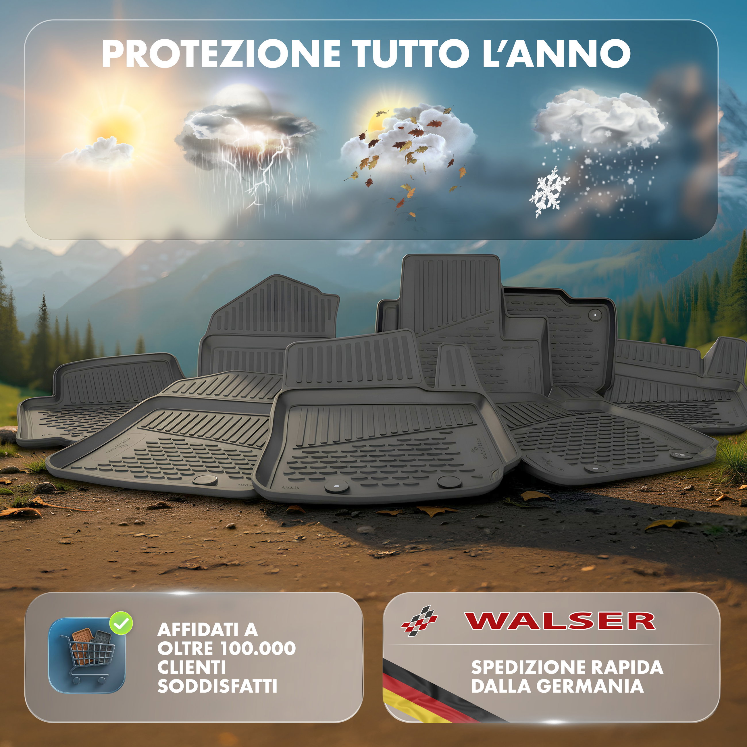 Tappetini in gomma per auto su misura XTR per BMW X1 (E84), 2009 - 2015
