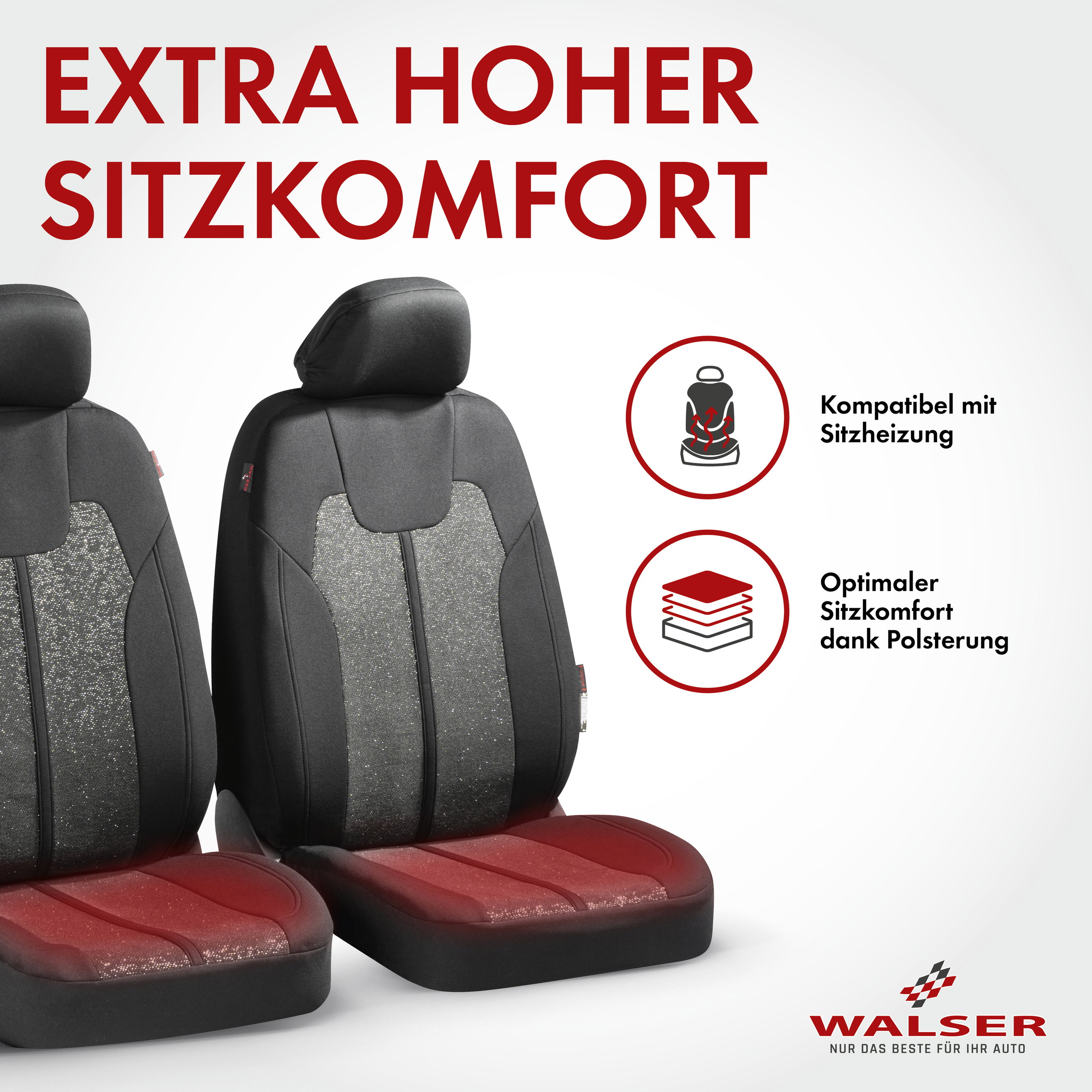 Autositzbezug ZIPP-IT Corso, PKW-Schonbezüge für 2 Vordersitze mit Reißverschluss-System schwarz/silber