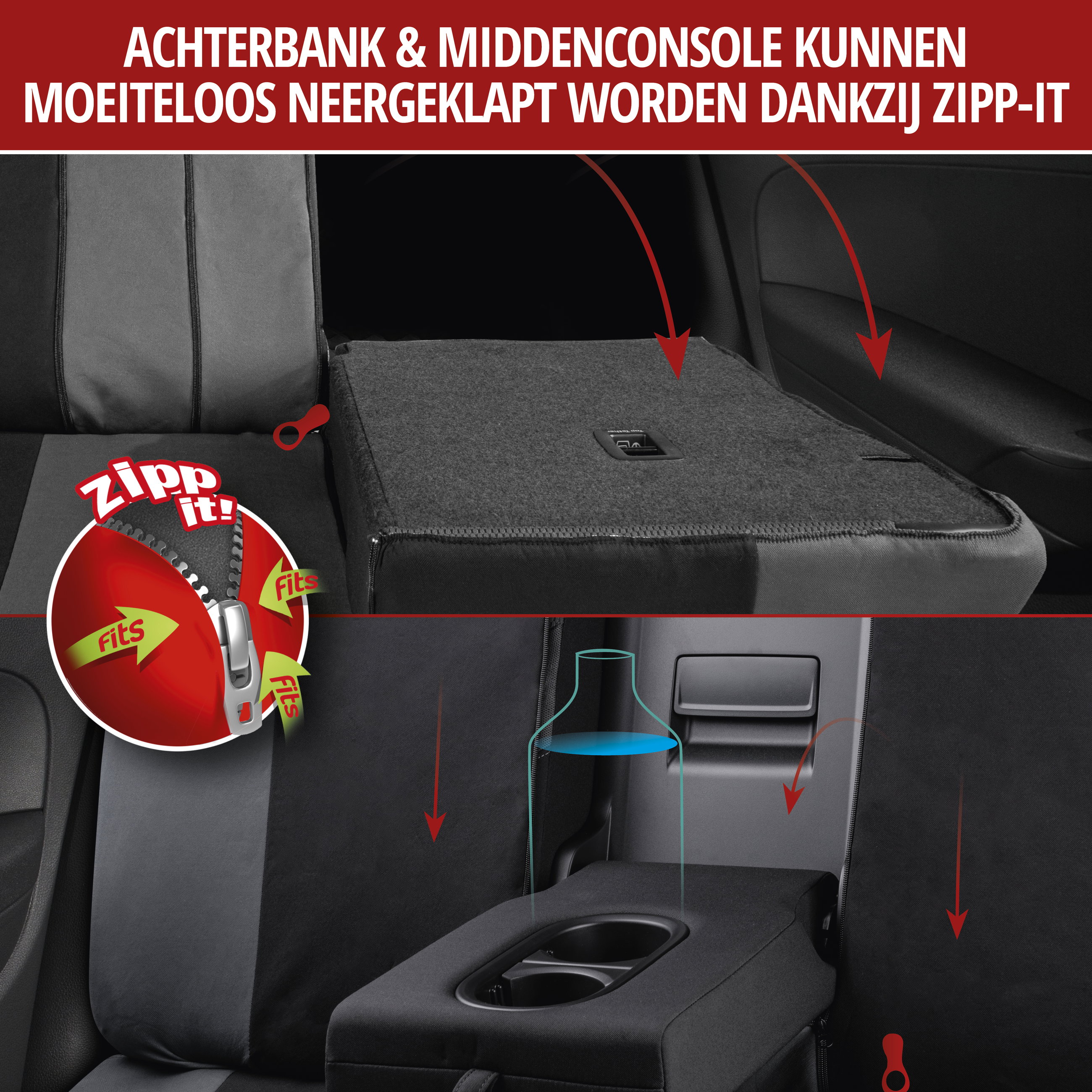 Auto stoelbeschermer Pineto set, universeel Autostoelhoes zwart-grijs, stoelbekleding Polyester