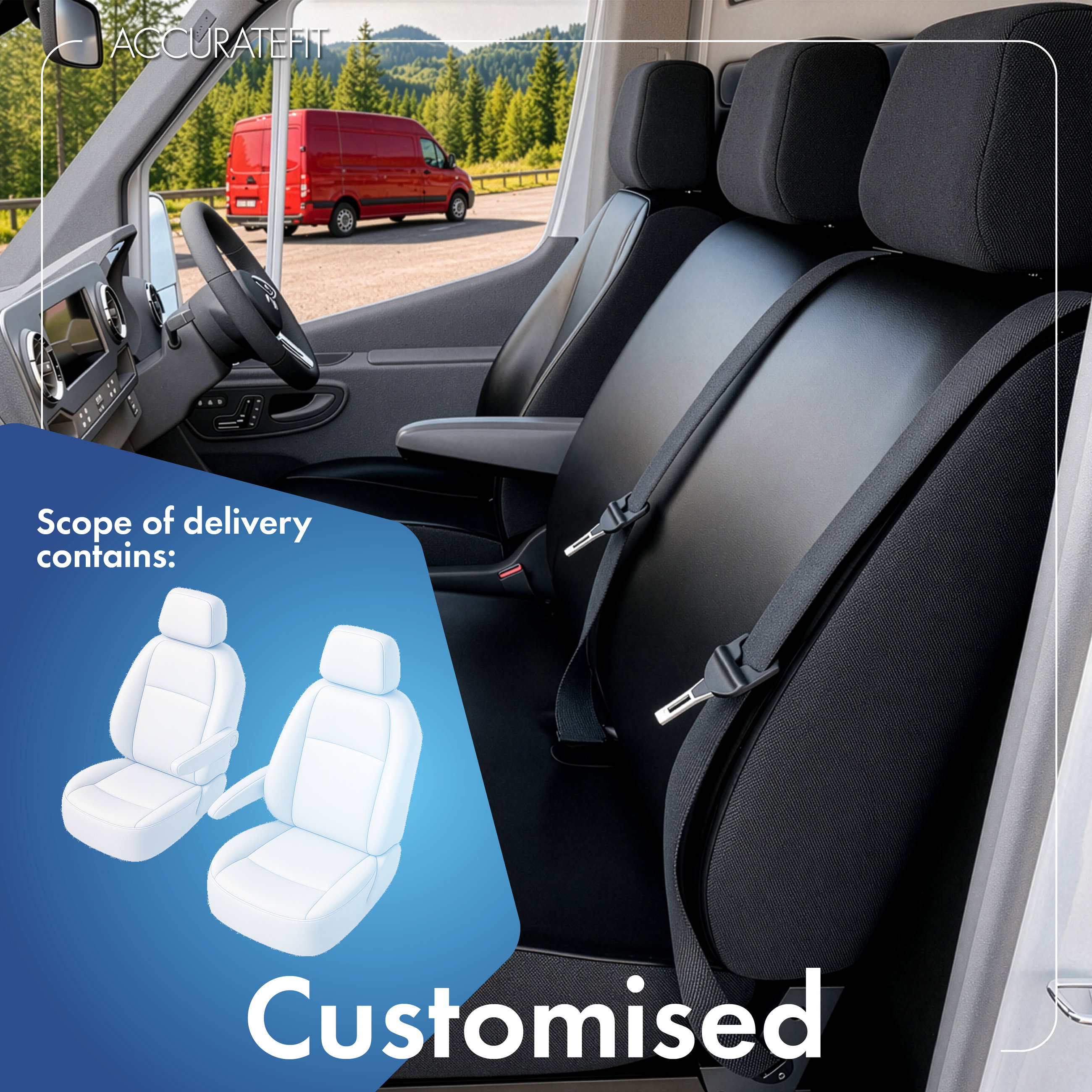 Seat cover made of imitation leather for Citroen Berlingo, 2 single seat covers front