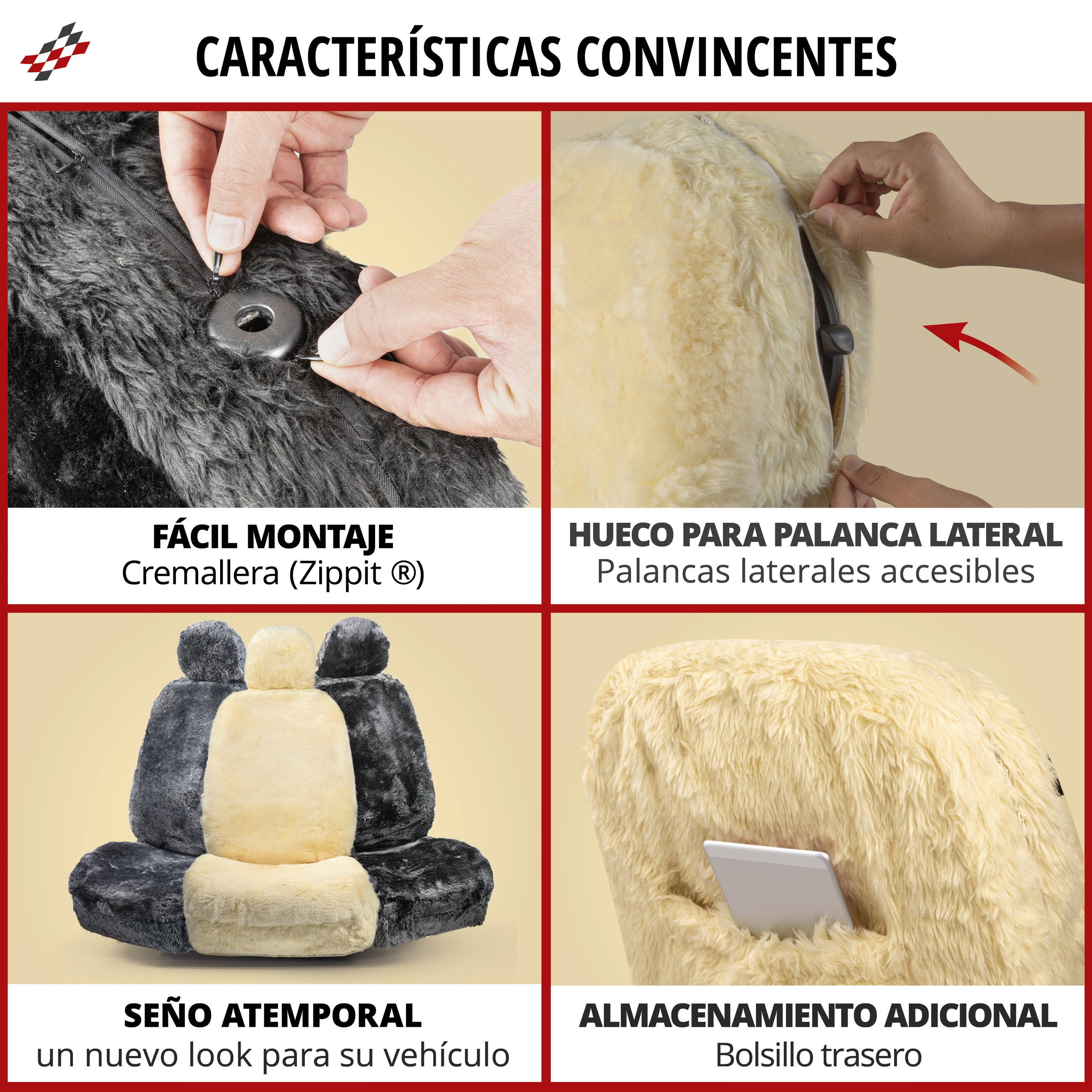 Funda de asiento Maya de piel de cordero, funda protectora de coche asiento individual, piel de corderofunda negro, 1 pieza