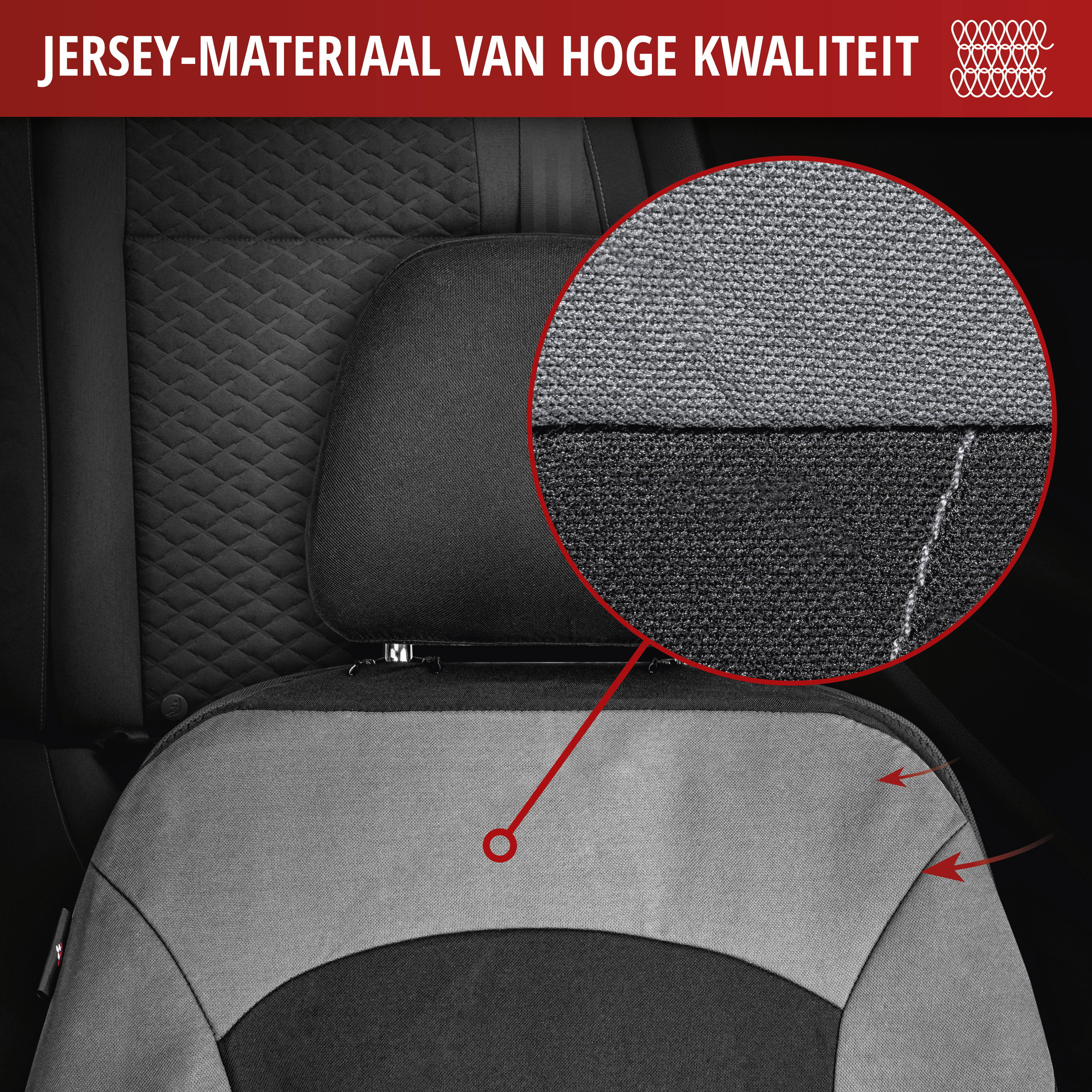 Autostoelhoes Inde met Rits, ZIPP-IT Premium Stoelhoes Auto, 2 Voorstoelhoezen zwart/grijs