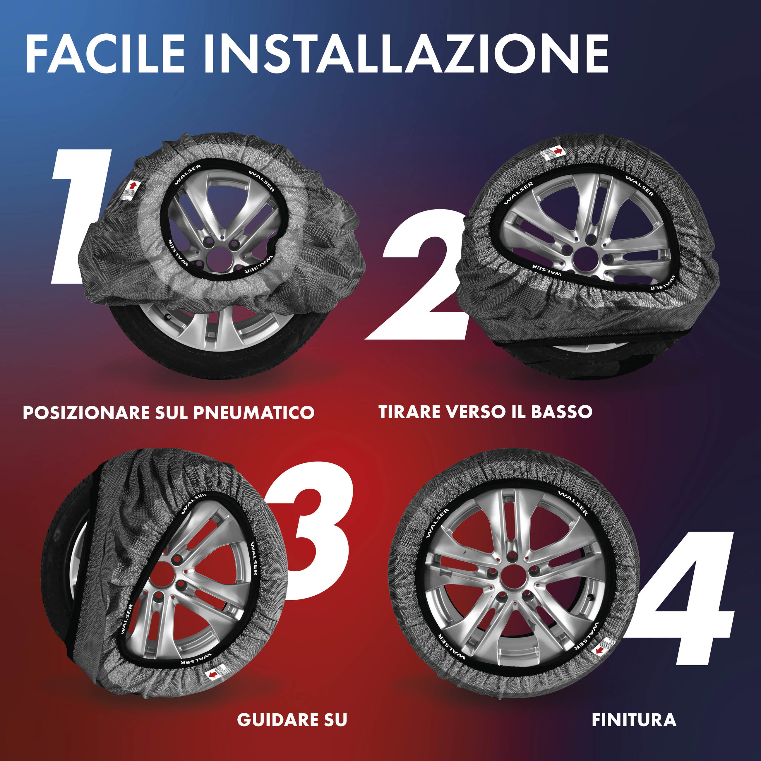 Catene da neve Premium Easygo L, catene da neve in tessuto omologato secondo lo standard UE 16662-1, calze da neve Set di 2 grigio/nero