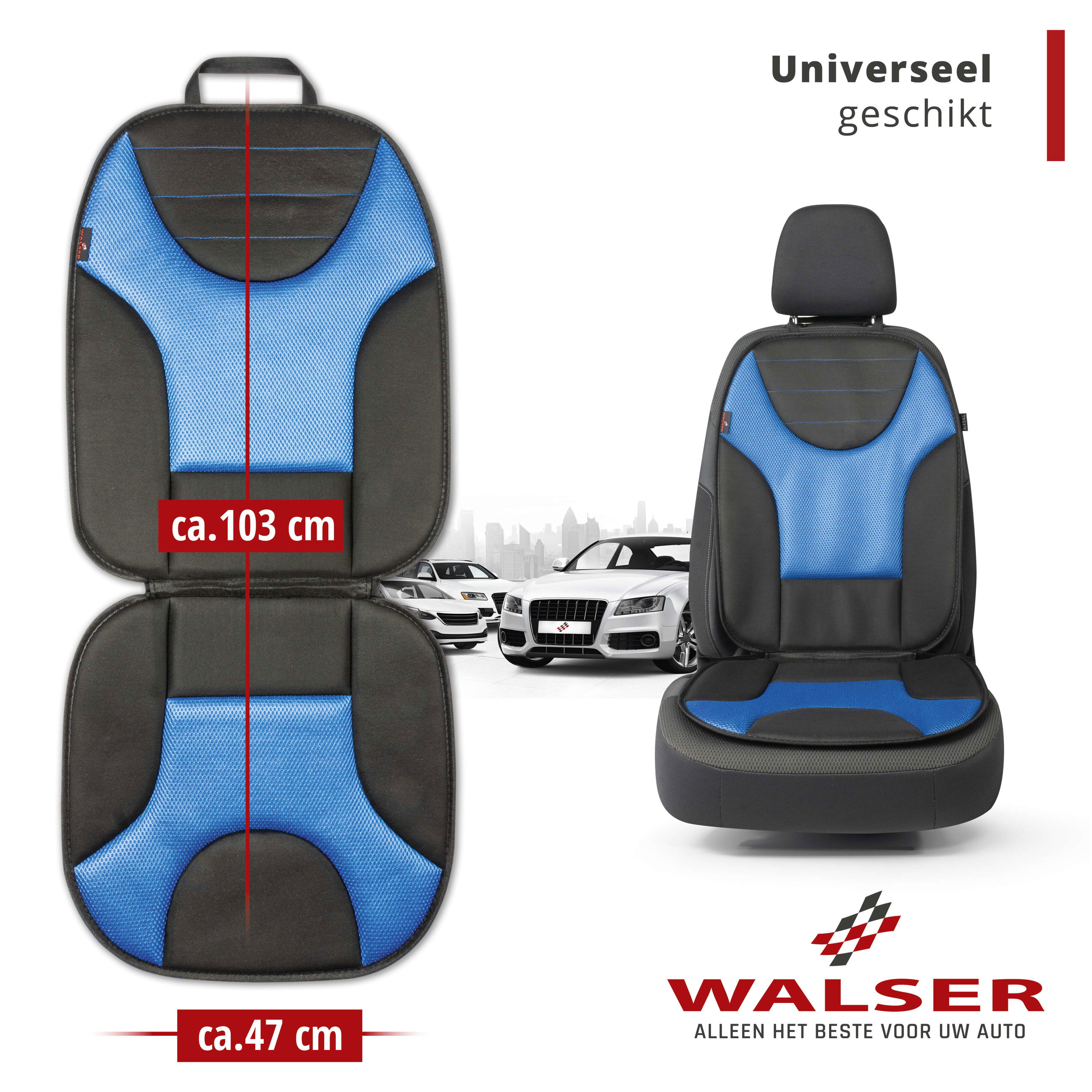 Stoelhoes Grafis, universele stoelhoes auto zwart-blauw, 1 stuk