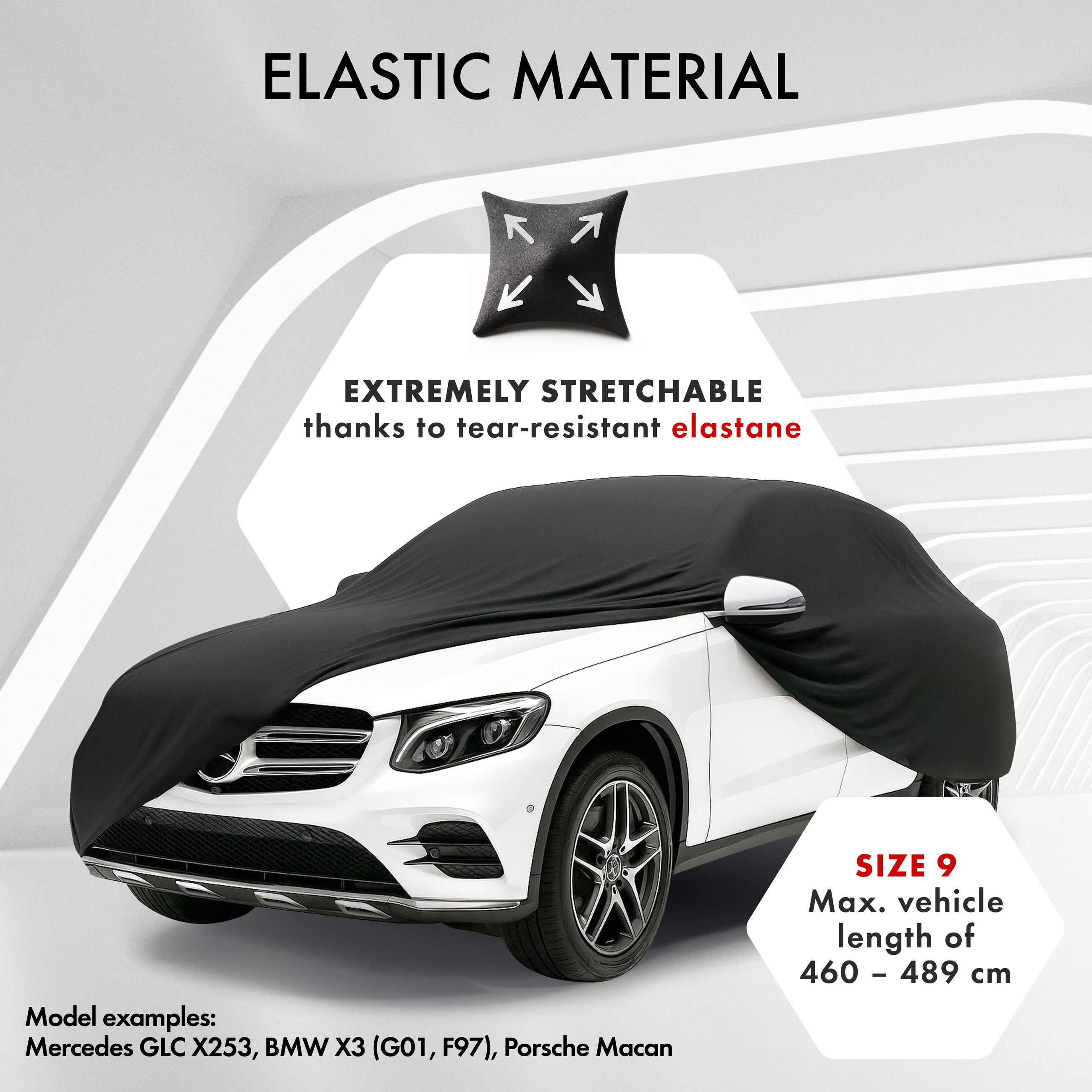 Car cover Indoor Stretch Plus size 9 SUV/VAN black