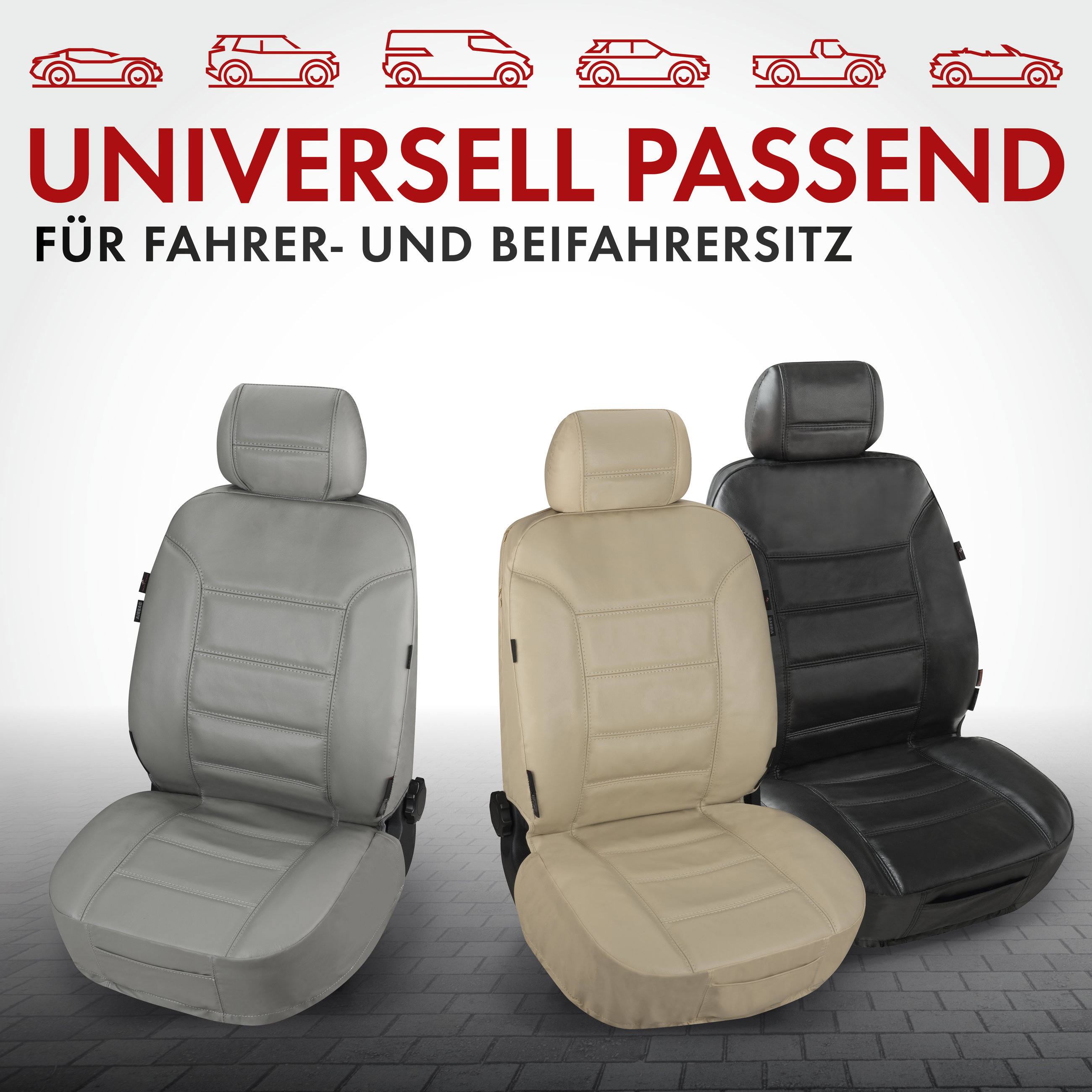 Autositzbezug Billy aus echtem Leder, PKW-Schonbezug Echtleder, Vordersitzbezug ZIPP-IT schwarz, 1 Stück