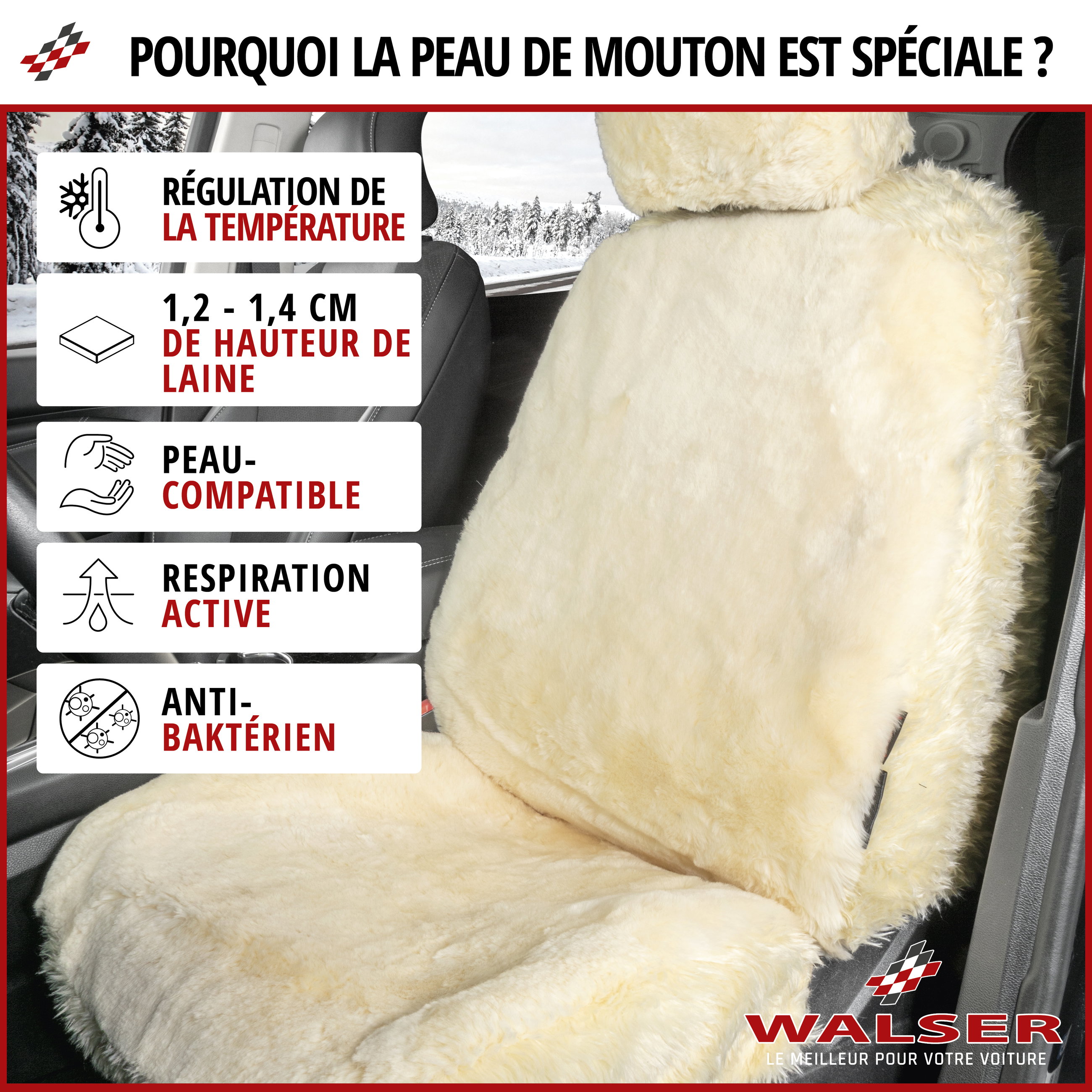 Housse de sièges Maya agneau beige, 1 pièce