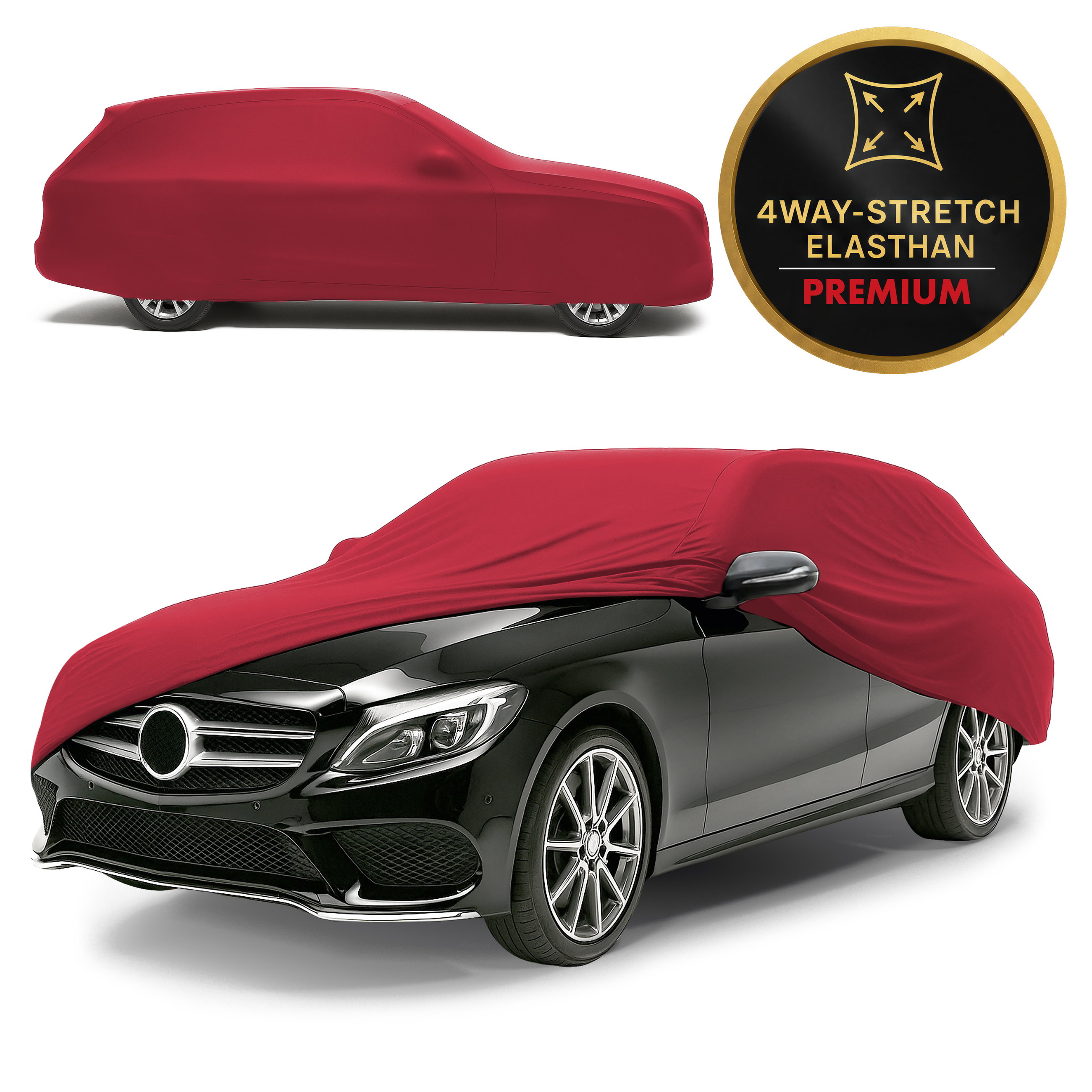 Autoplane Indoor Stretch Plus, für Kombi 440–479 cm, z. B. VW Golf 7/Golf 8, PKW-Abdeckplane Größe 5 rot, Walser Onlineshop