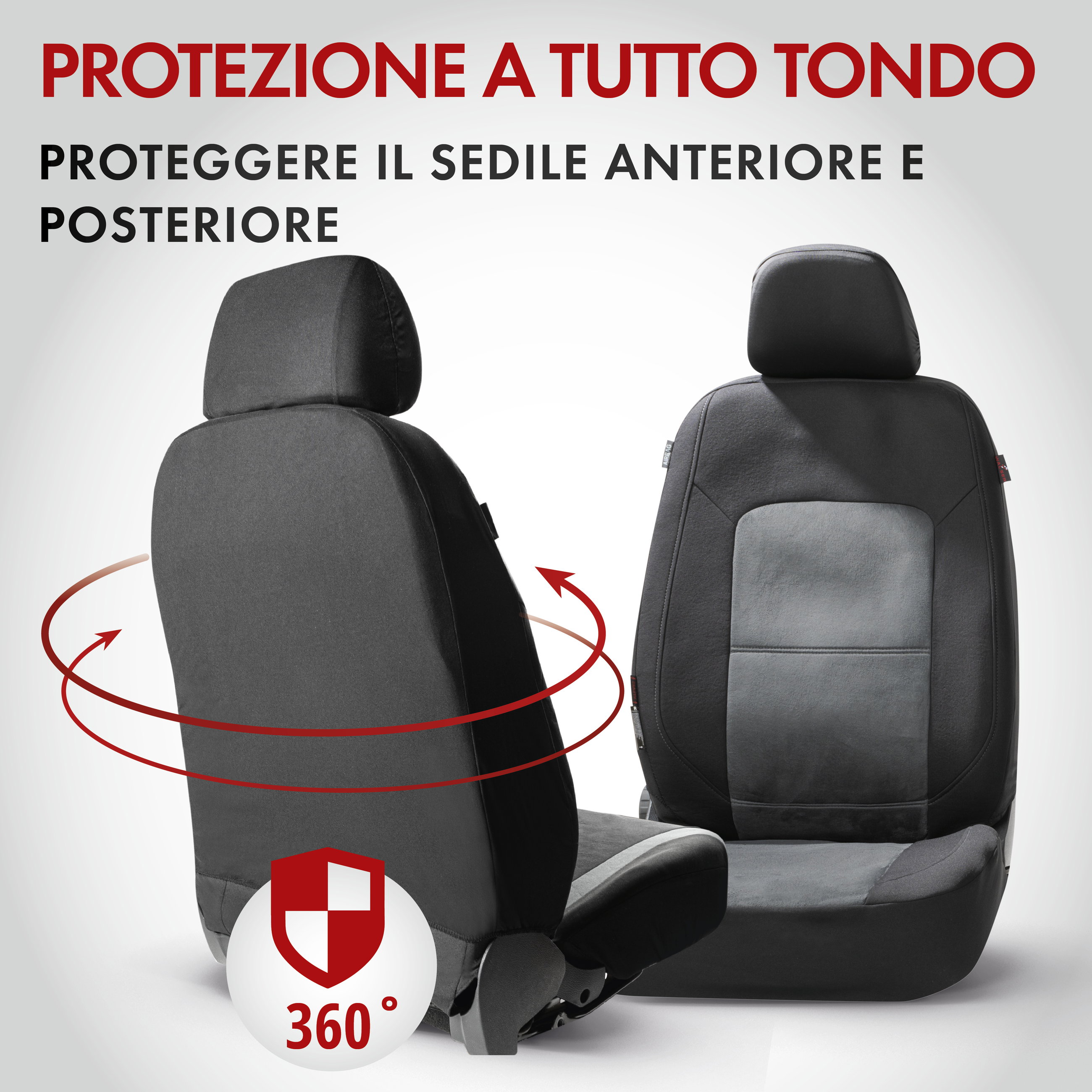 ZIPP IT Premium Coprisedili Ellington set completo con sistema di chiusura lampo nero/grigio