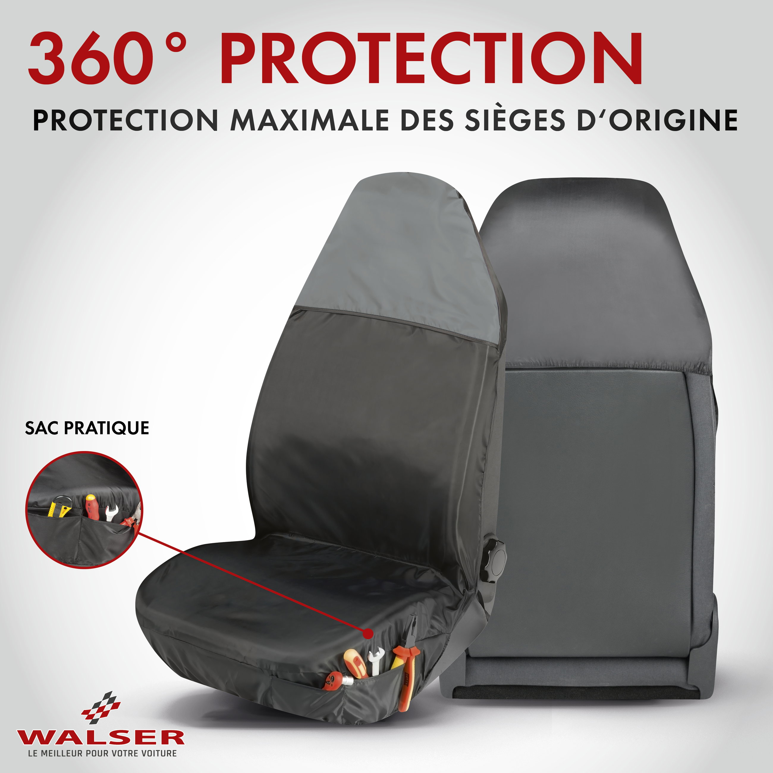 Housse de siège auto Smart Protect pour siège avant gris