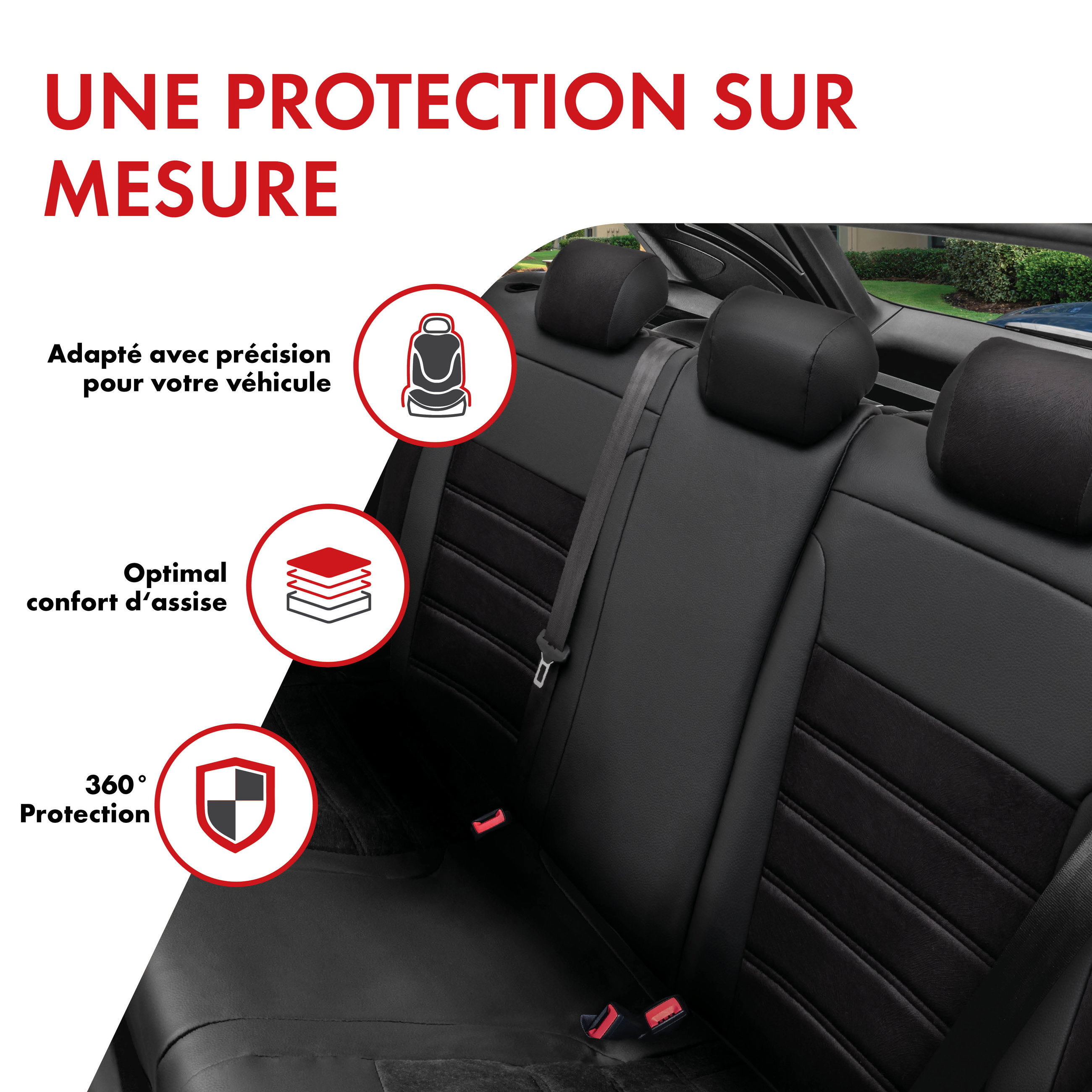 Housse de siège Bari pour Ford Kuga II (DM2) 05/2012-auj., 1 housse de siège arrière pour les sièges normaux