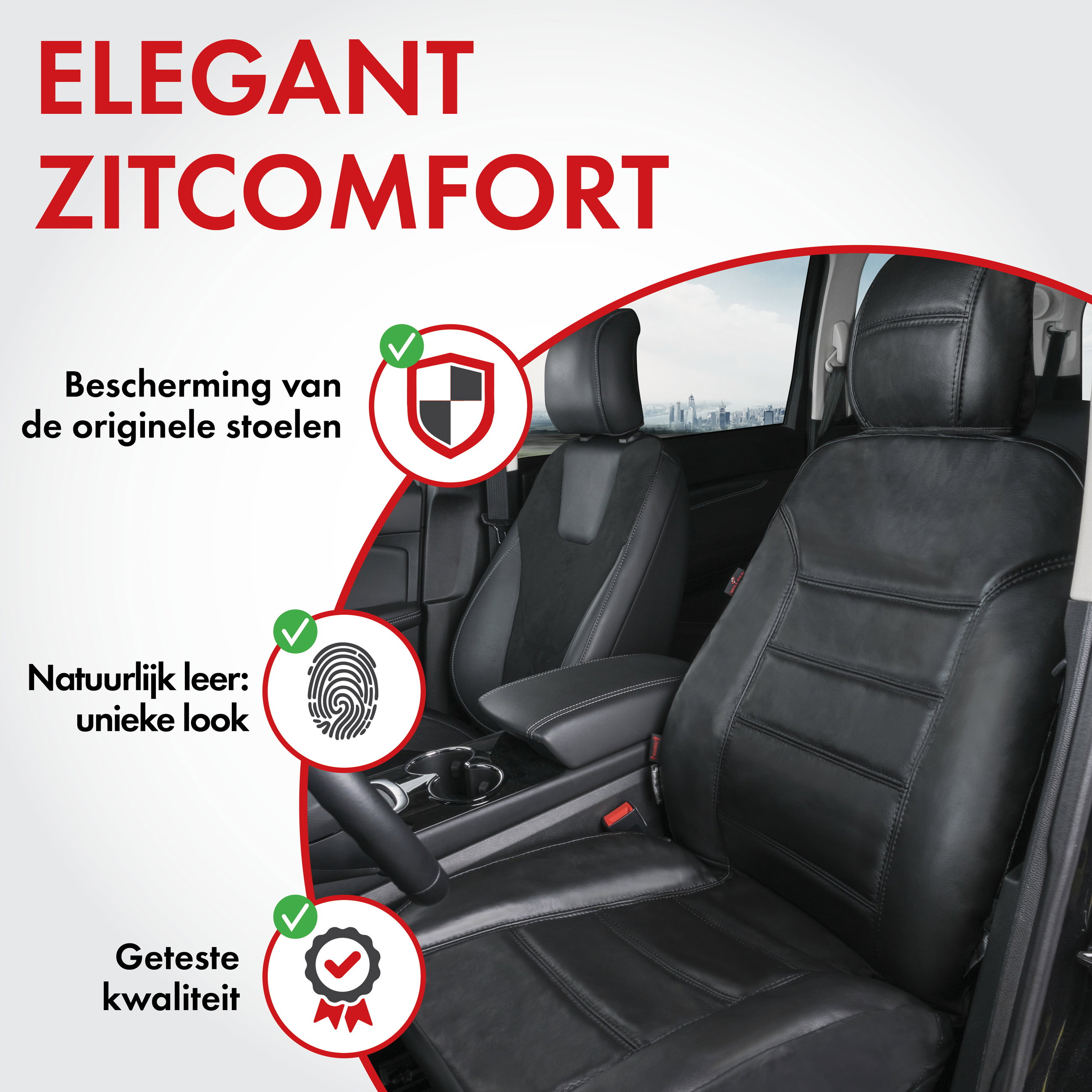 Autostoelhoes Billy van echt leer zwart ZIPP-IT, 1 stuk