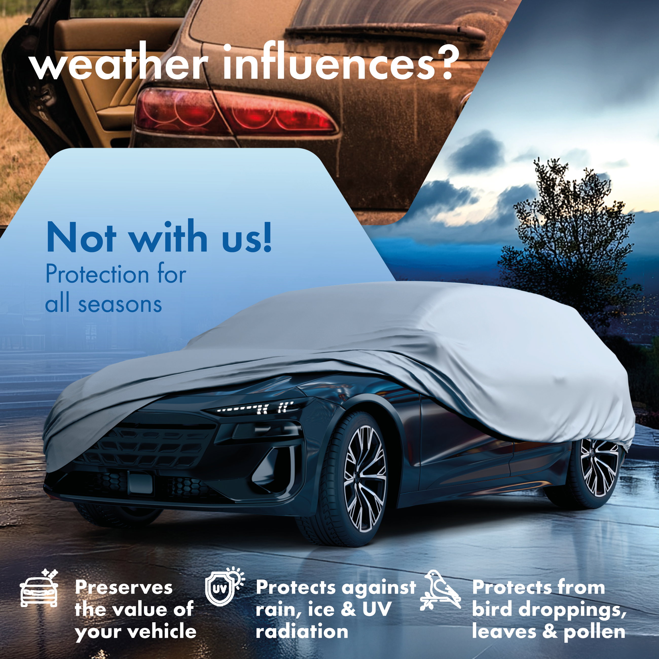Car cover, car cover full garage SUV size L silver