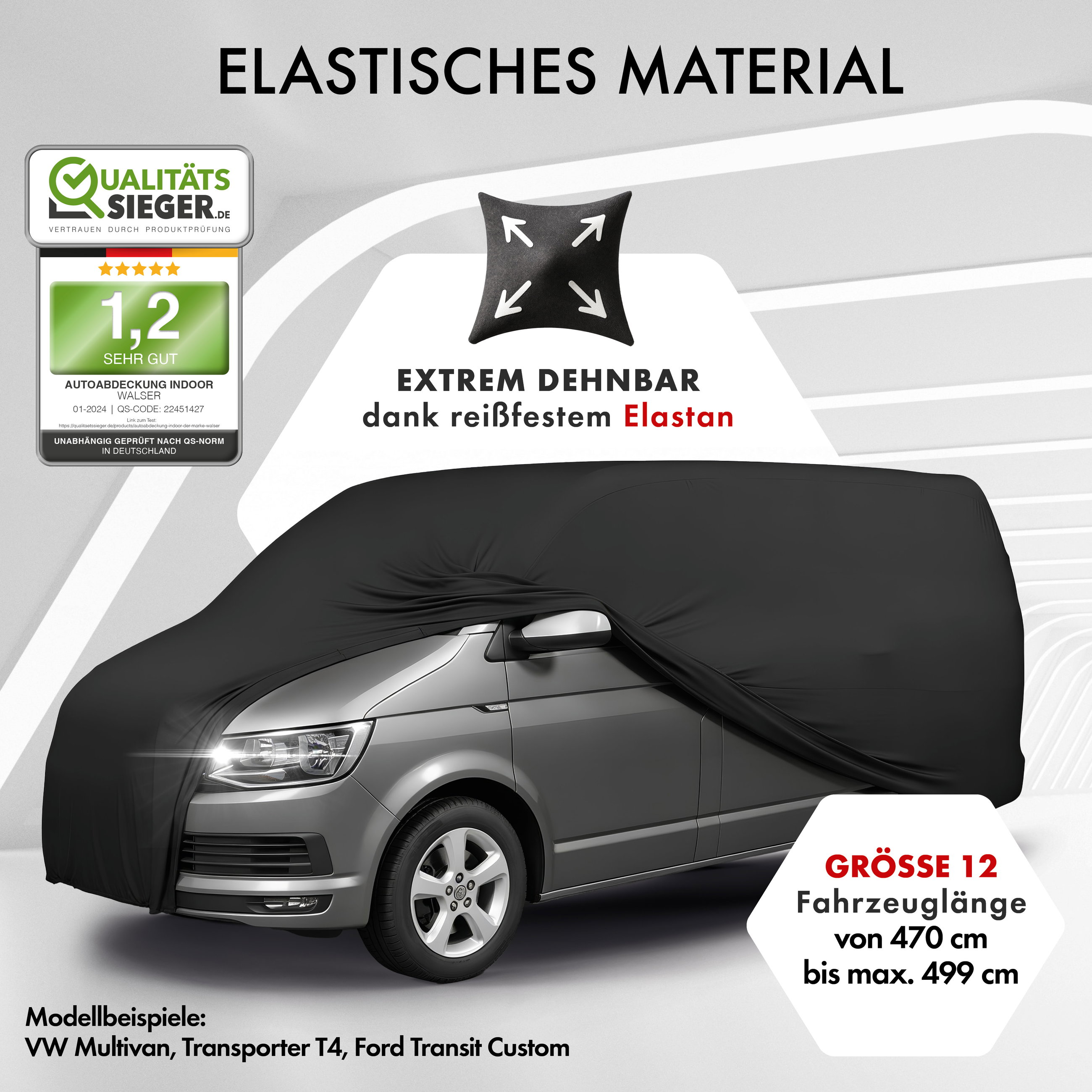 Autoplane Indoor Stretch Plus, Transporter/Bus Abdeckplane Größe 12 Bus schwarz
