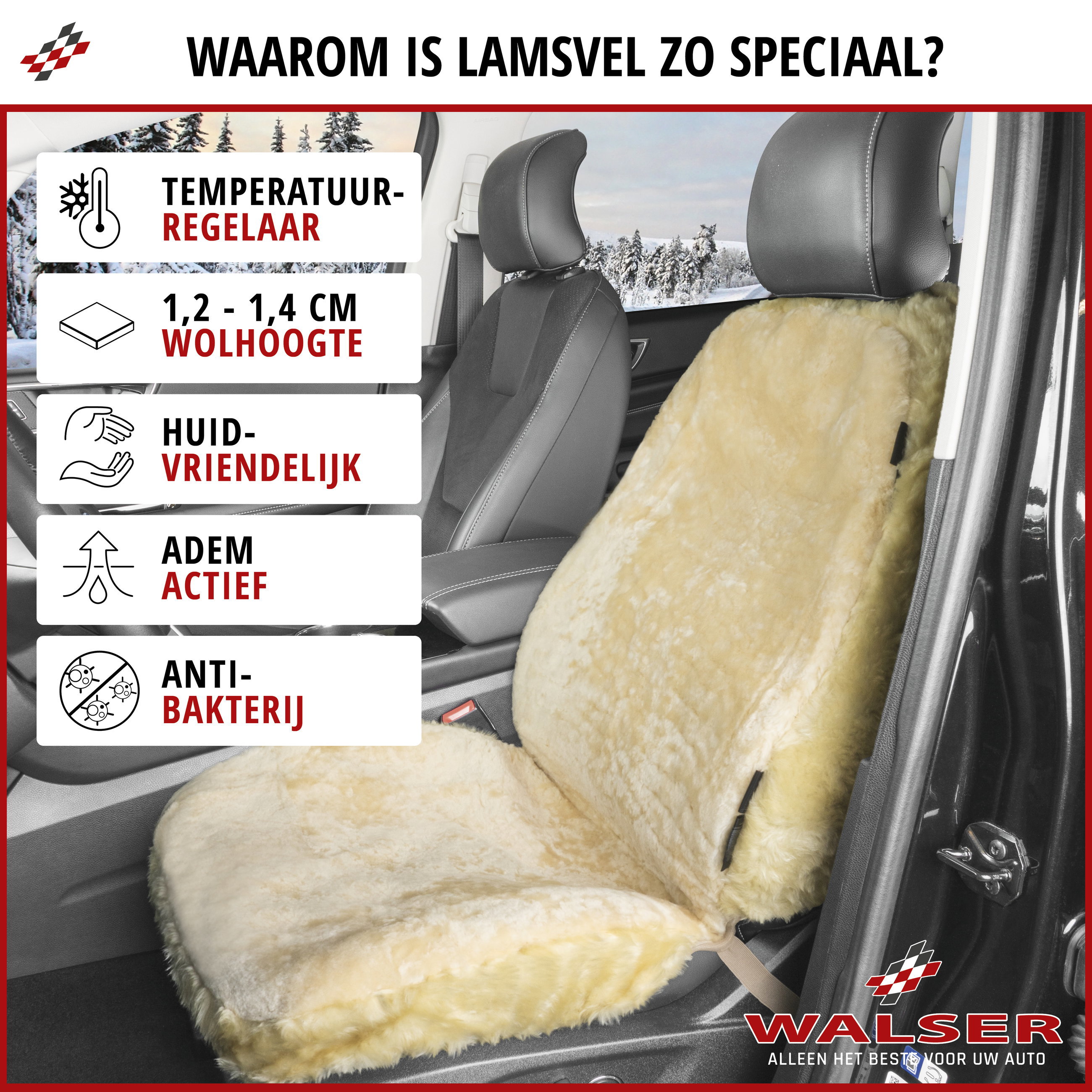 Autostoelhoes Lamsvel Nineve beige , 1 stuk