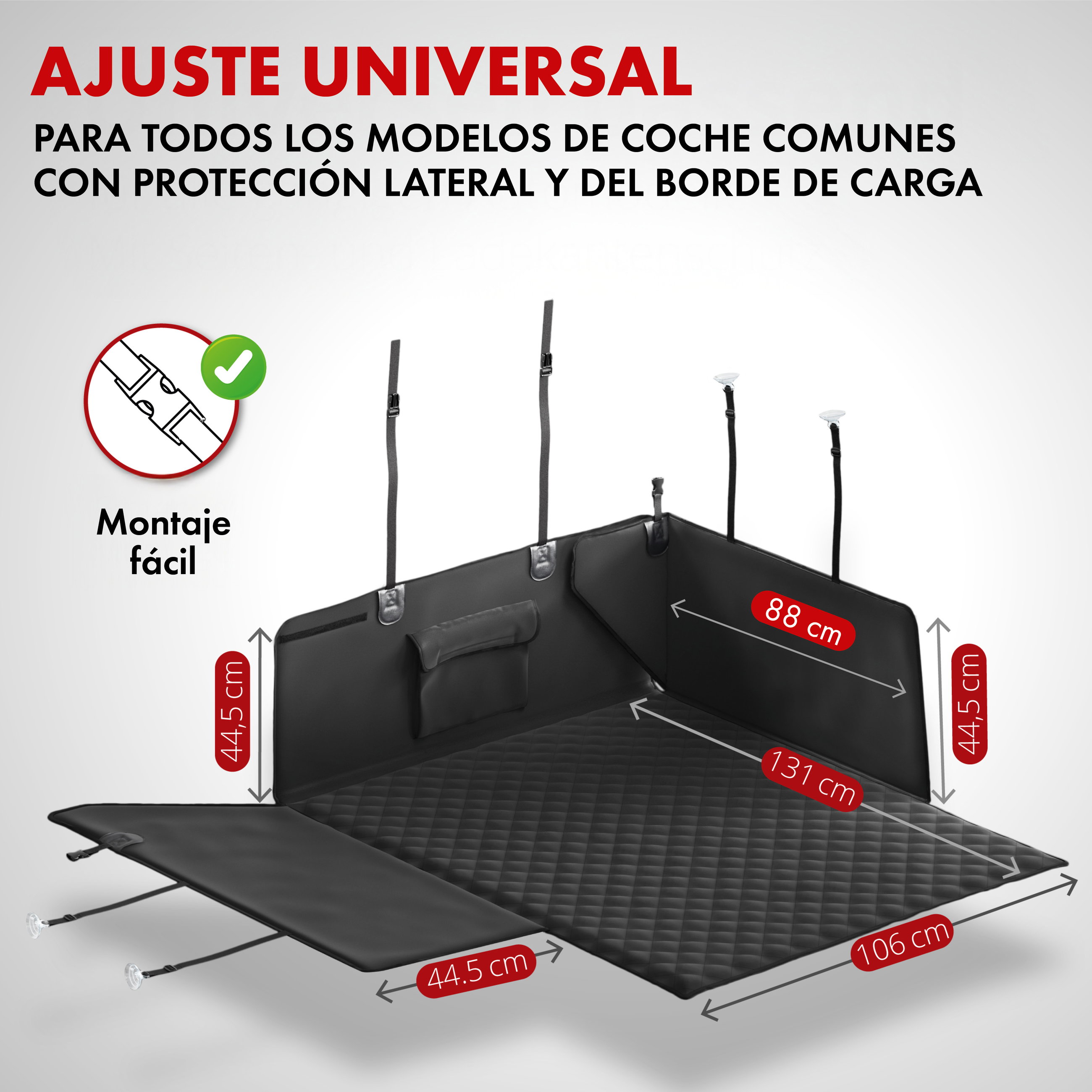 Manta para maletero Bello, manta para perros de coche, 3in1 alfombrilla de maletero con protector de borde de carga y Organizador negro