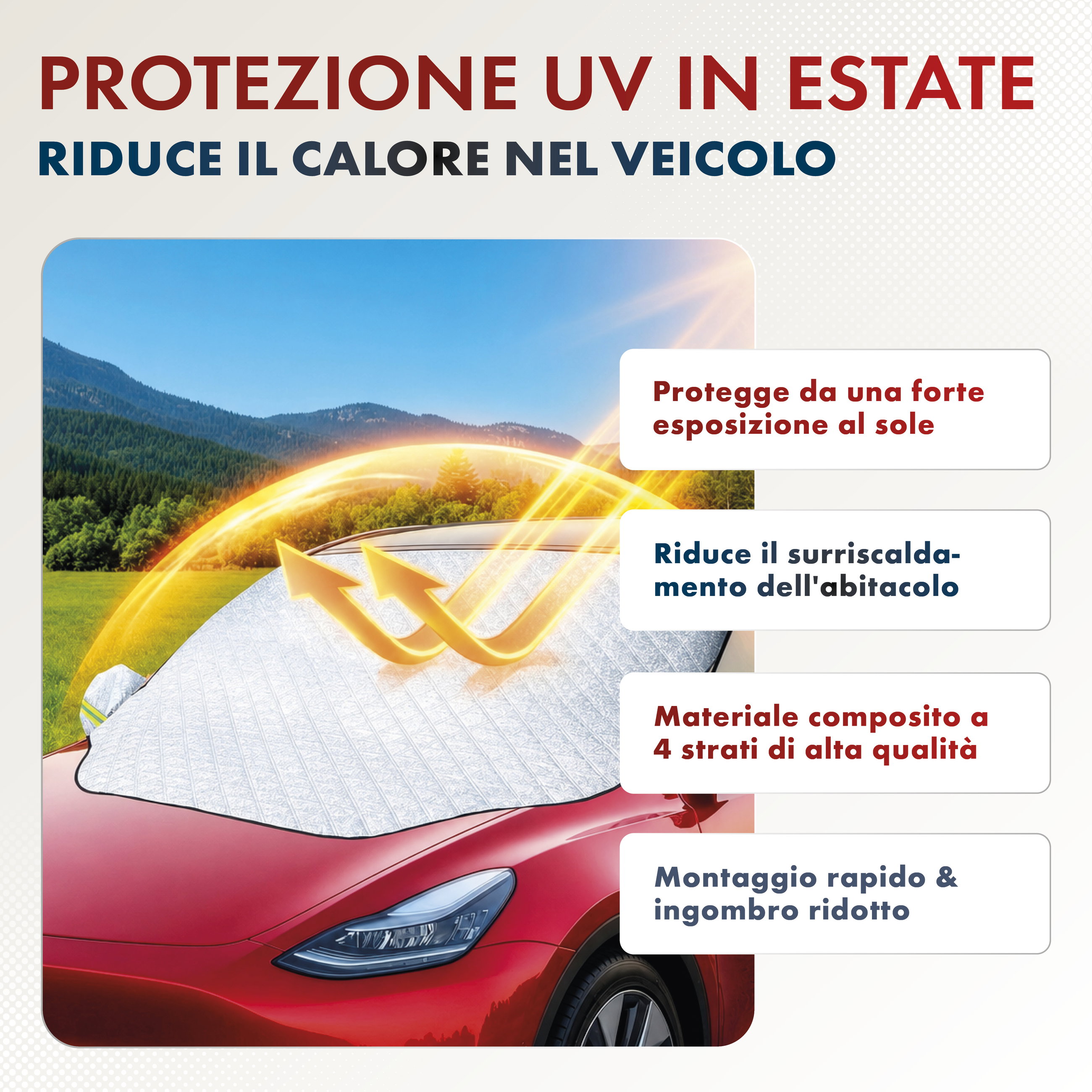 Protettore termico del parabrezza Premium con copertura dello specchio laterale 157x126 cm