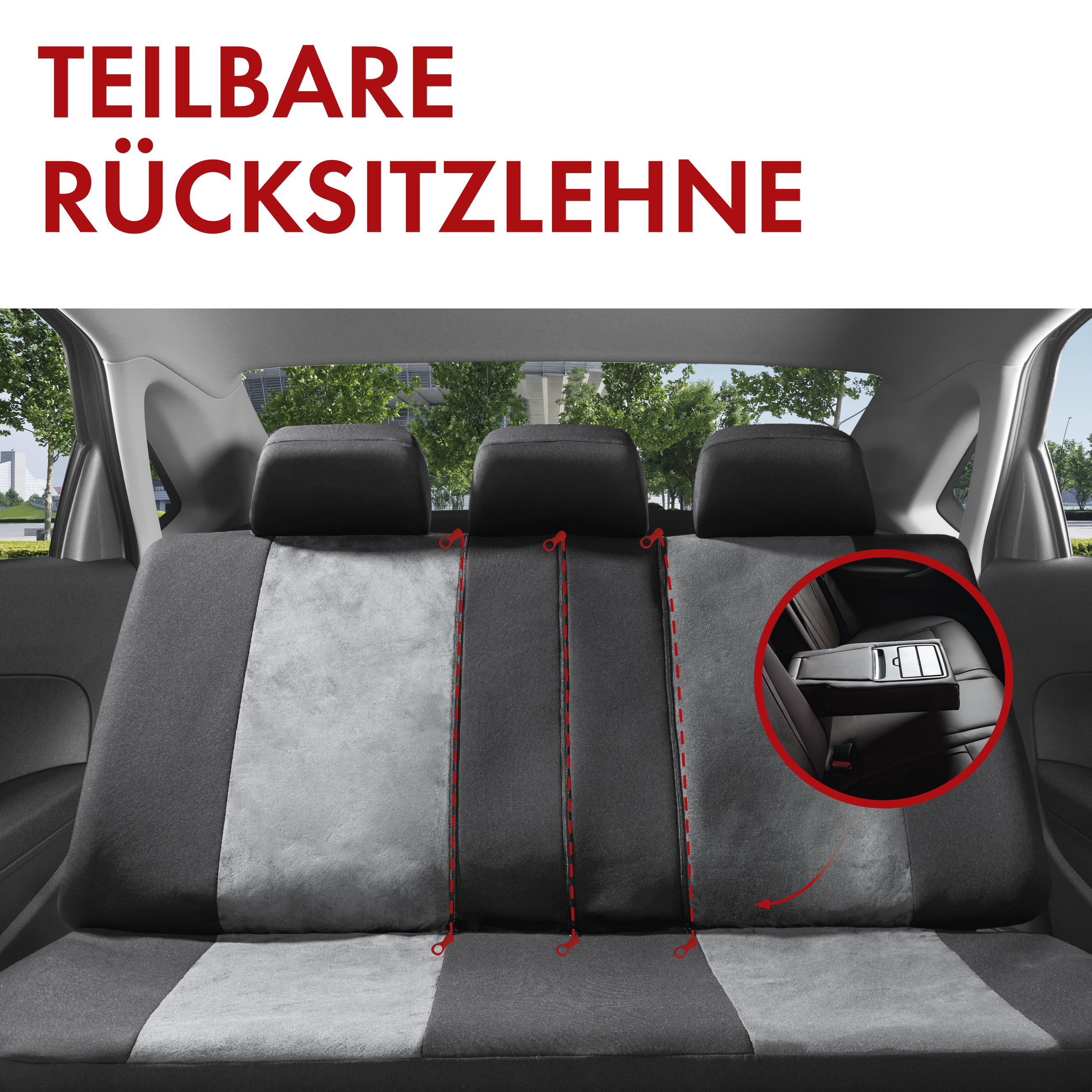 Autositzbezug ZIPP-IT Premium Ellington, PKW-Schonbezüge Komplettset mit Reißverschluss-System schwarz/grau