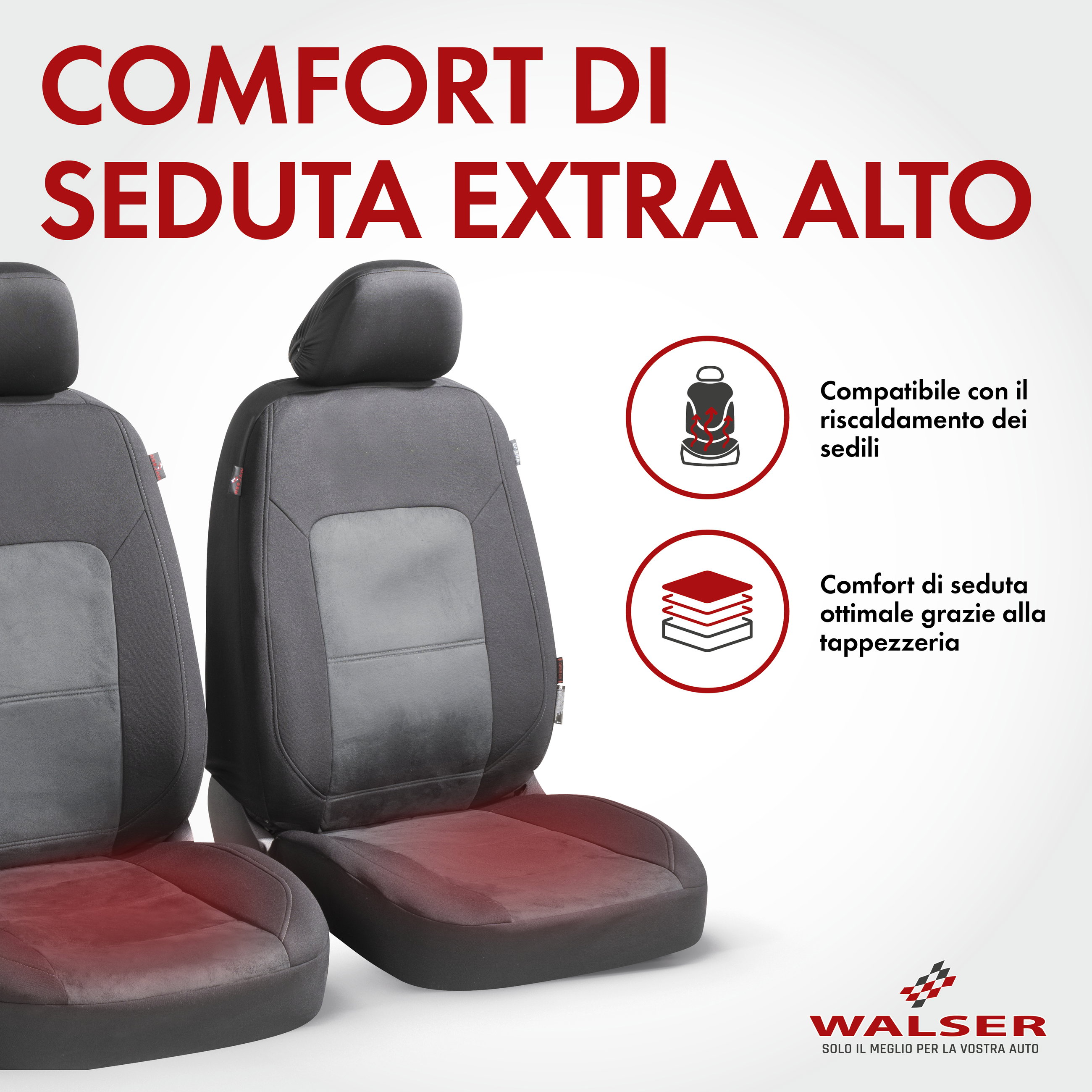 ZIPP IT Premium Coprisedili Ellington set completo con sistema di chiusura lampo nero/grigio
