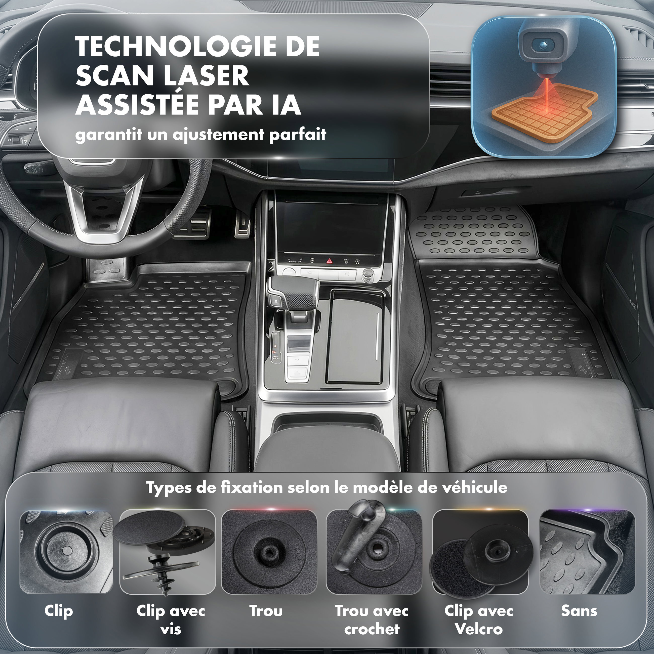 Tapis en caoutchouc XTR pour VW T-Roc 2017-Auj.