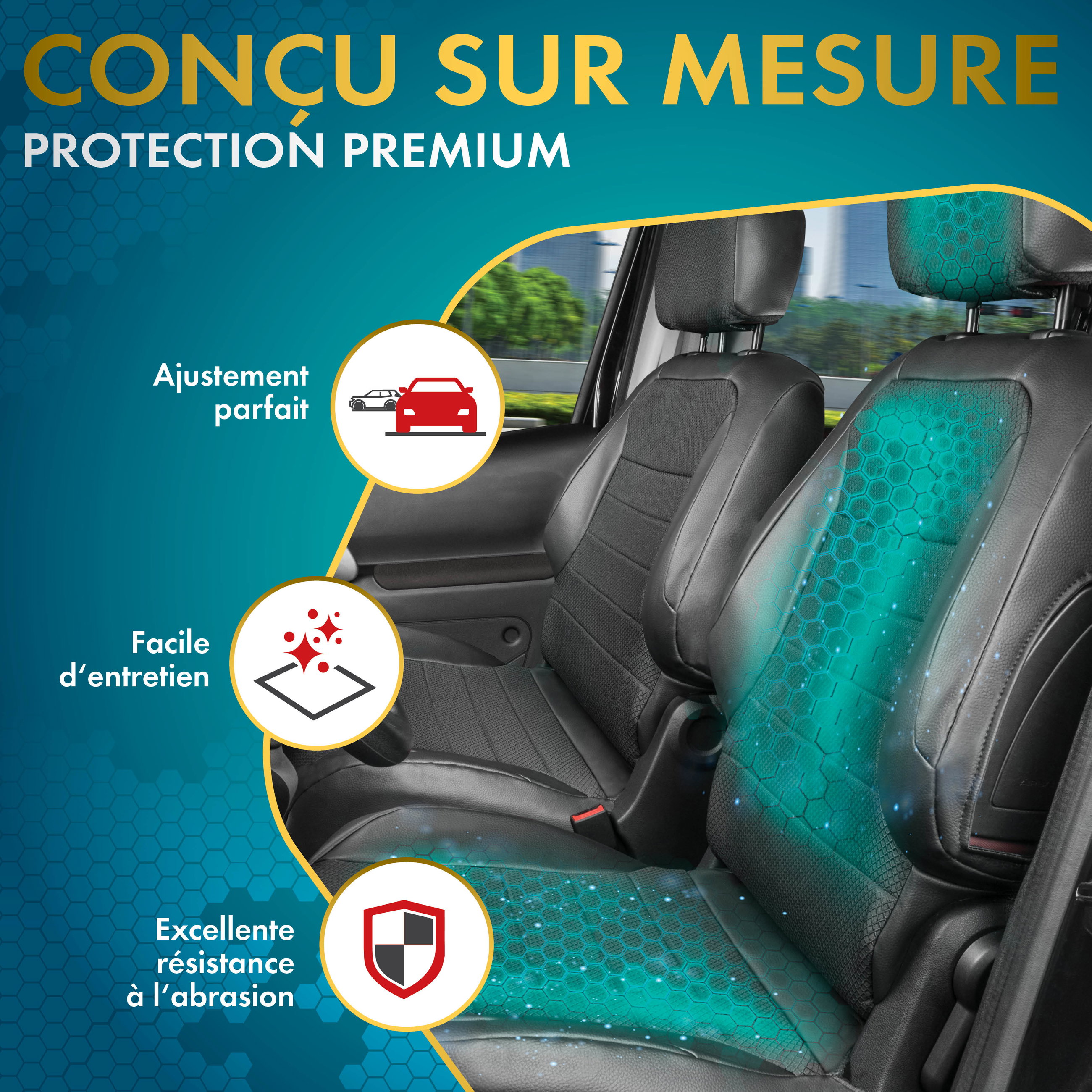 Premium Housse de siège pour Ford Transit 2006-12/2014, 2 housses de siège avant simples