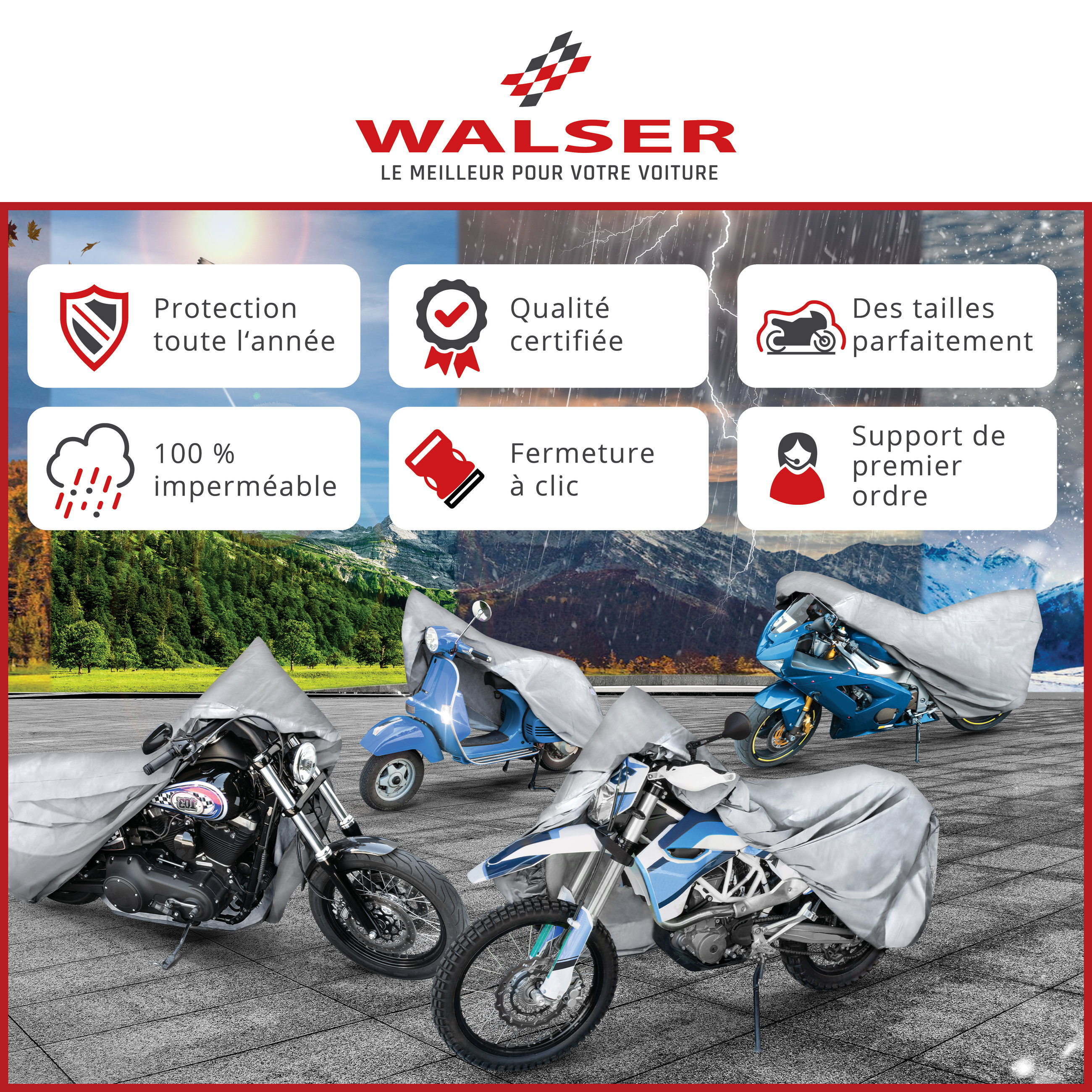 Bâche de protection pour moto All Weather S, Bâche de couverture Vespa, Garage pour moto étanche - 185x90x110 cm argent