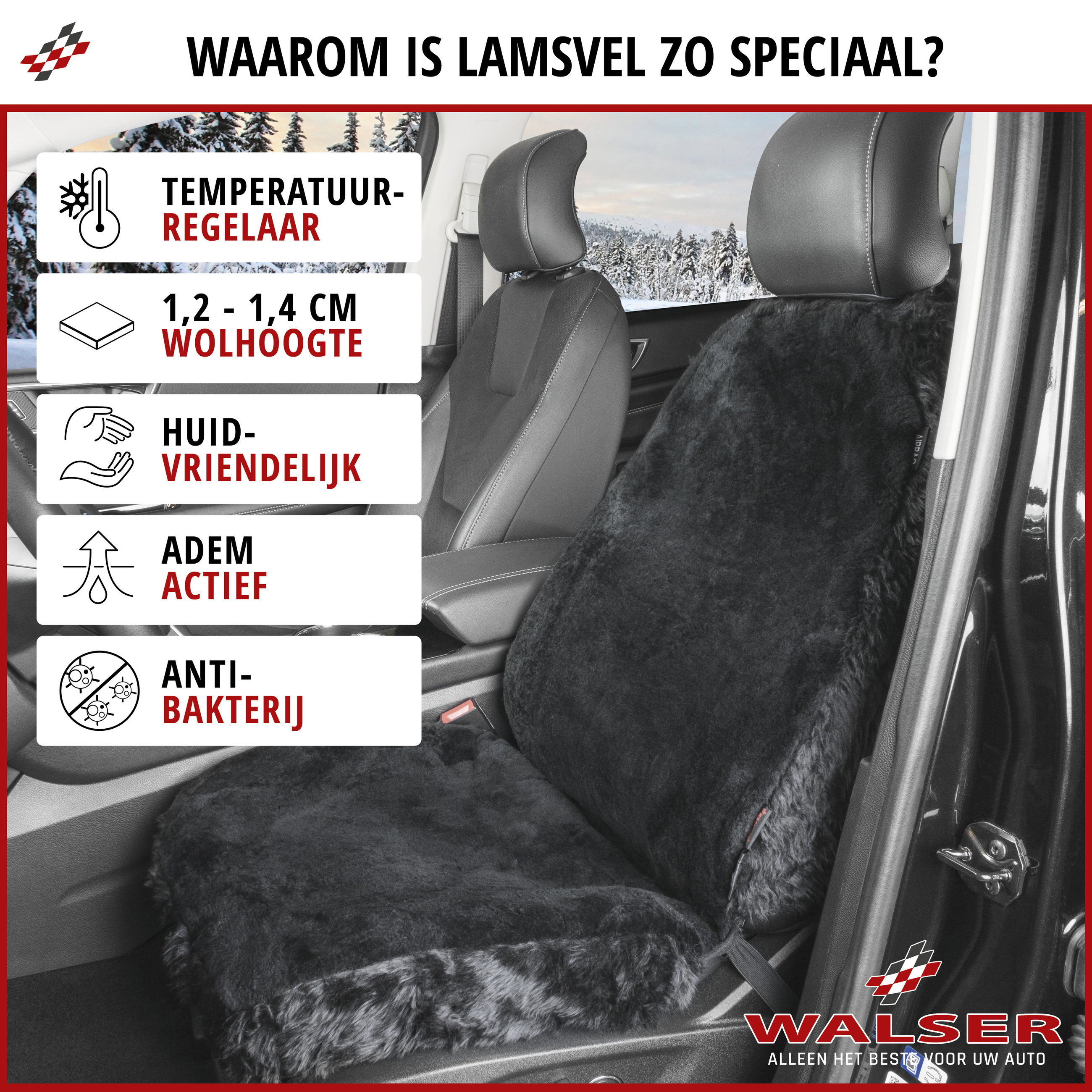 Autostoelhoes Lamsvel Nineve zwart , 1 stuk