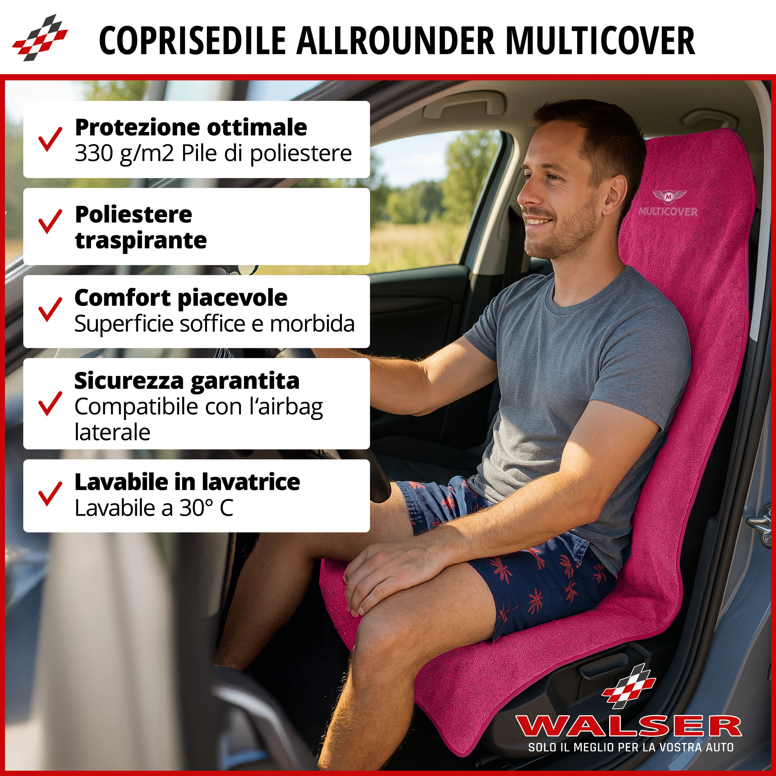 Coprisedili Multicover rosa, 1 pezzo