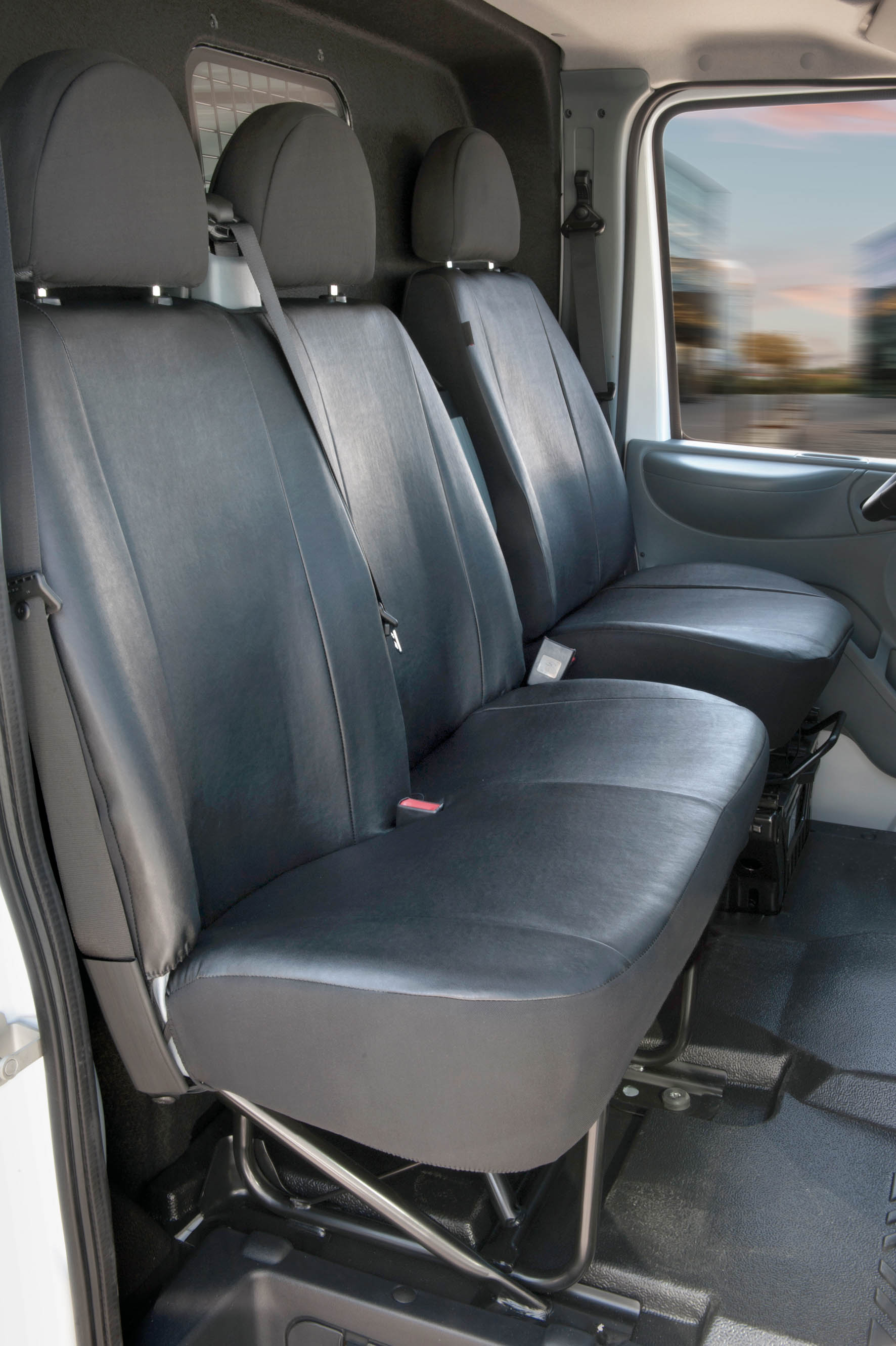 Housse De Siège Conducteur En Cuir Matelassé Pour Ford Transit Custom (à Partir De 2013) - Noir - Protection Anti-usure - 5