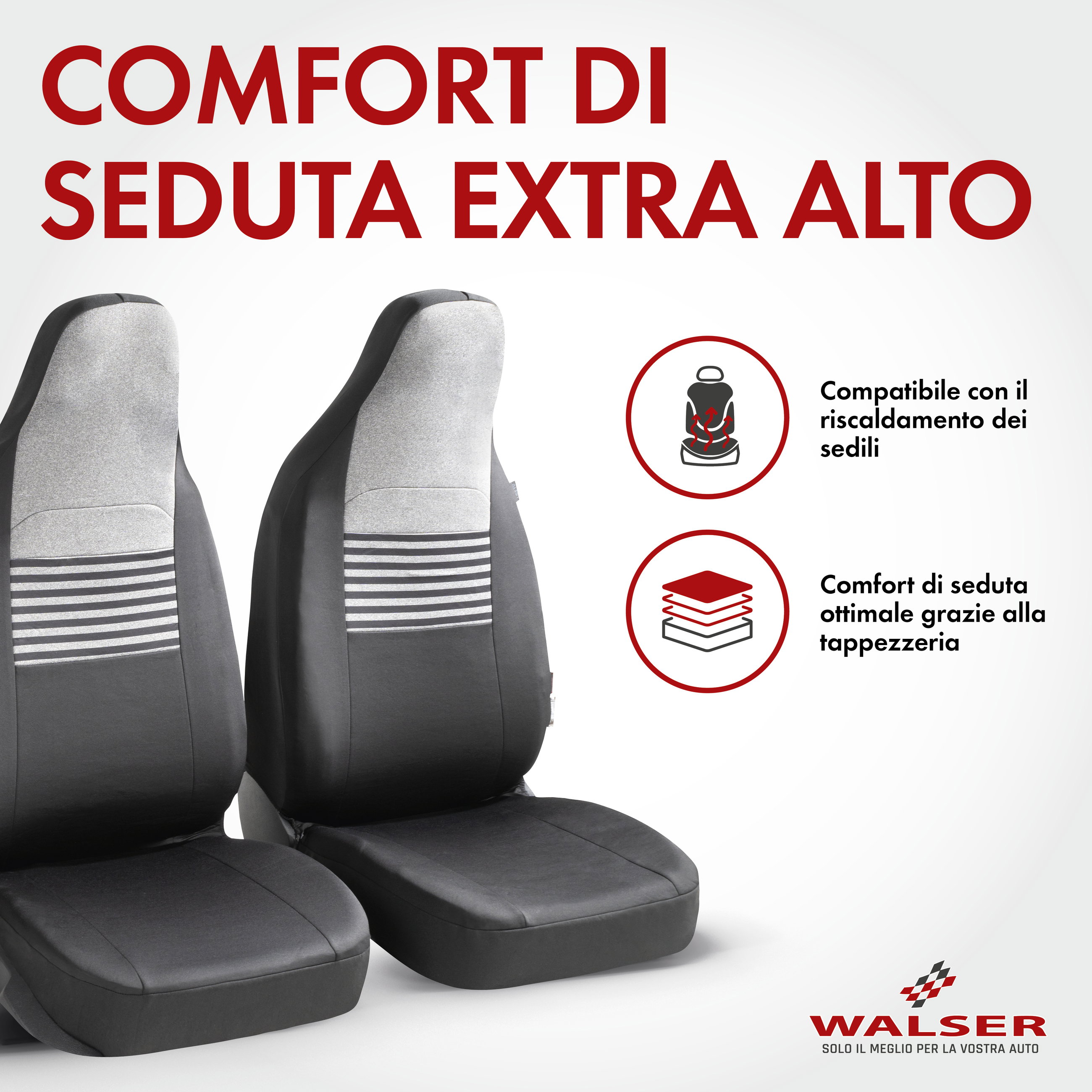 ZIPP IT Premium Coprisedili Gordon per due sedili anteriori con sistema di chiusura lampo nero/grigio