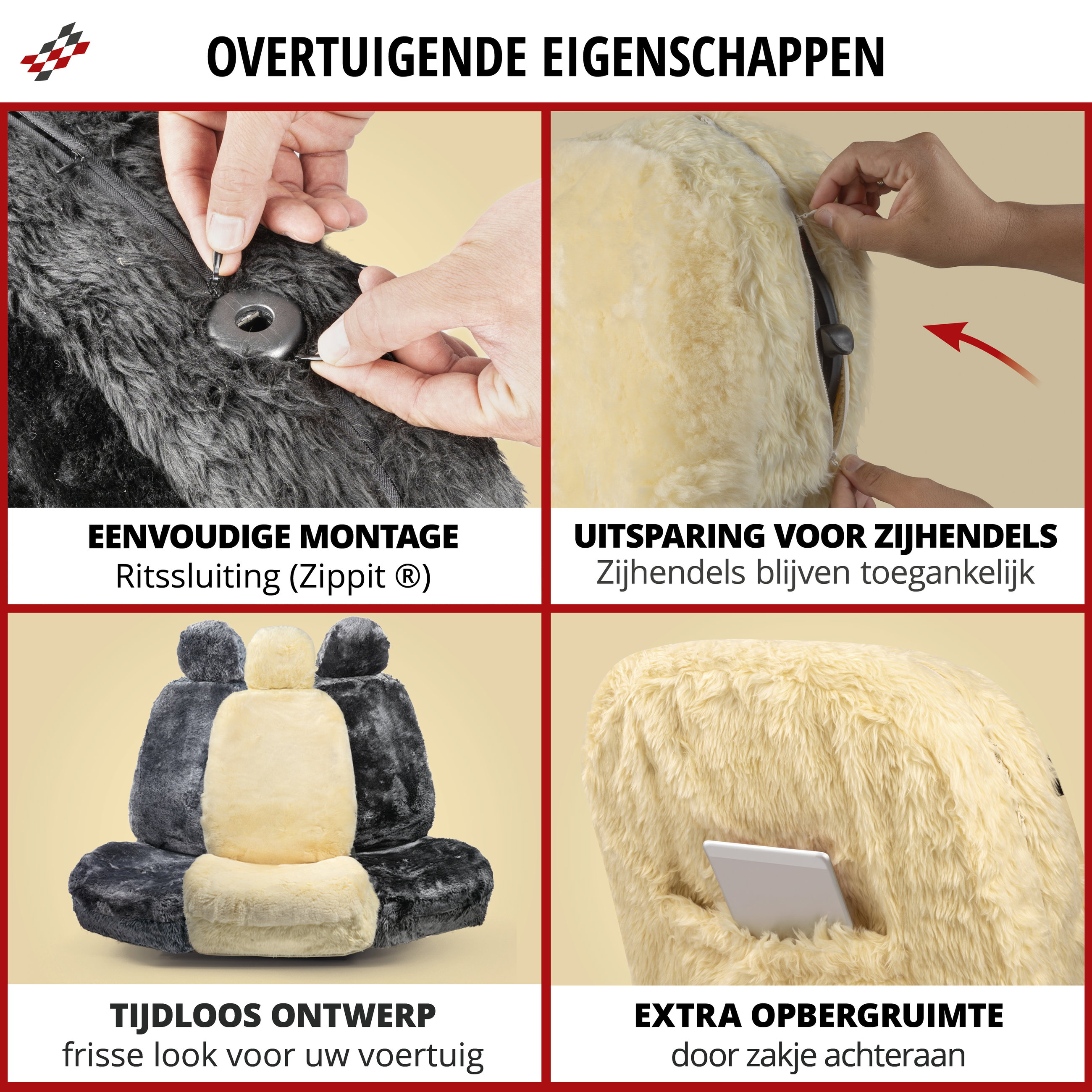 Autostoelhoes Lamsvel Maya antraciet, 1 stuk
