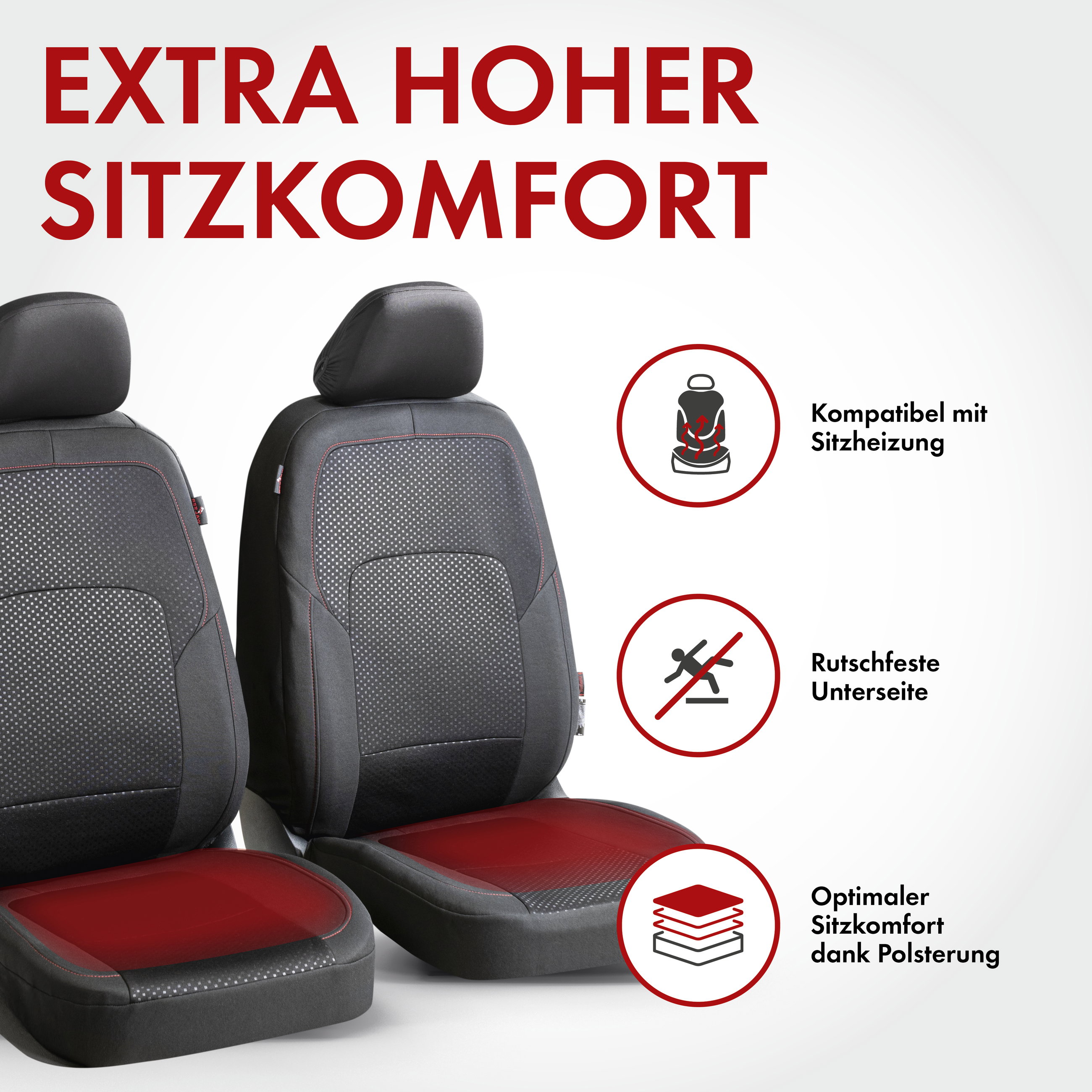 Autositzbezug ZIPP-IT Premium Logan, PKW-Schonbezüge für 2 Vordersitze mit Reißverschluss-System schwarz/grau